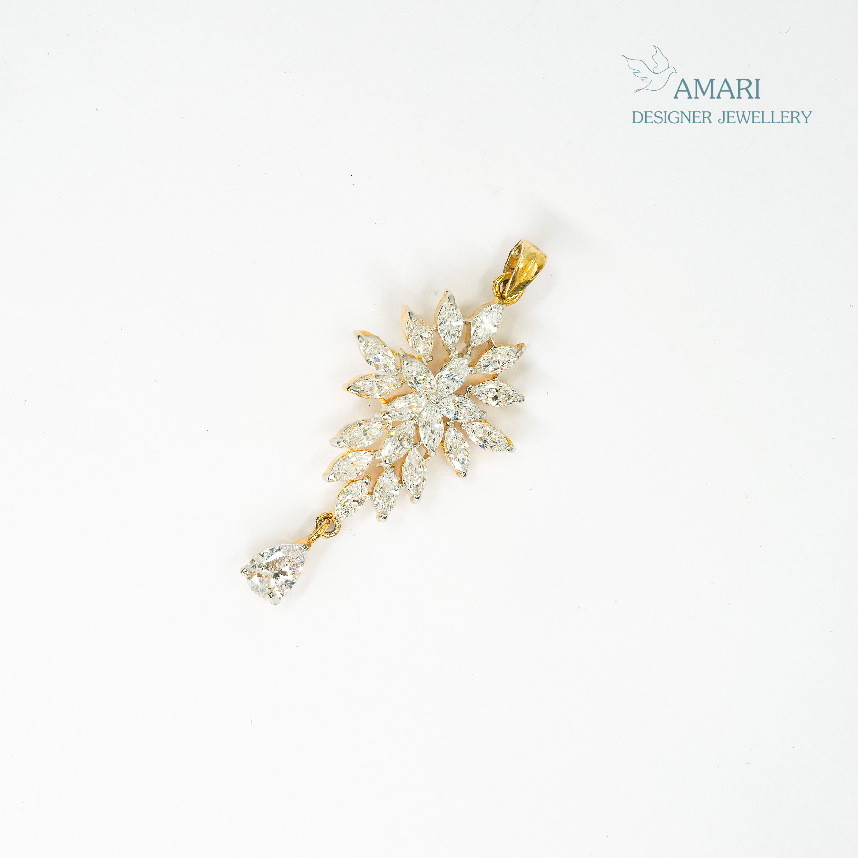 Small Drop Floral Pendant -