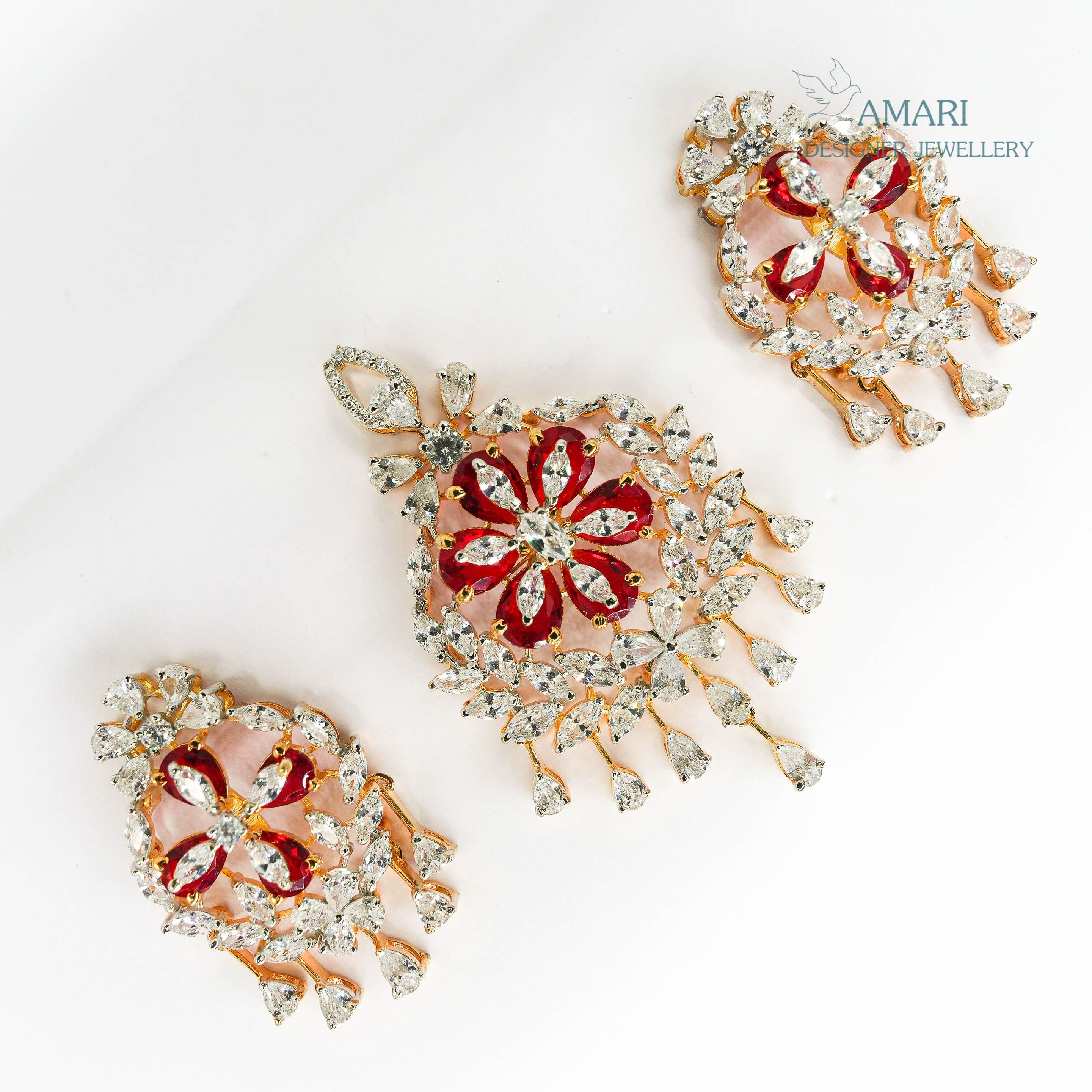 Red And White Stone Colour Pendant -