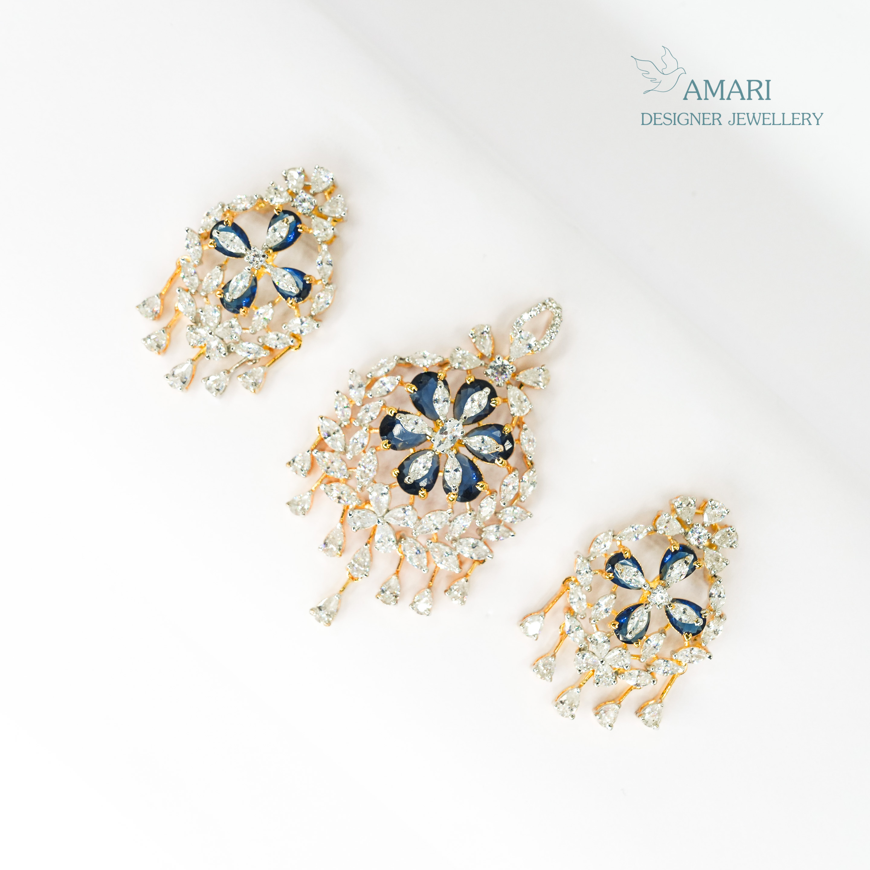 Blue And White Stone Colour Pendant -