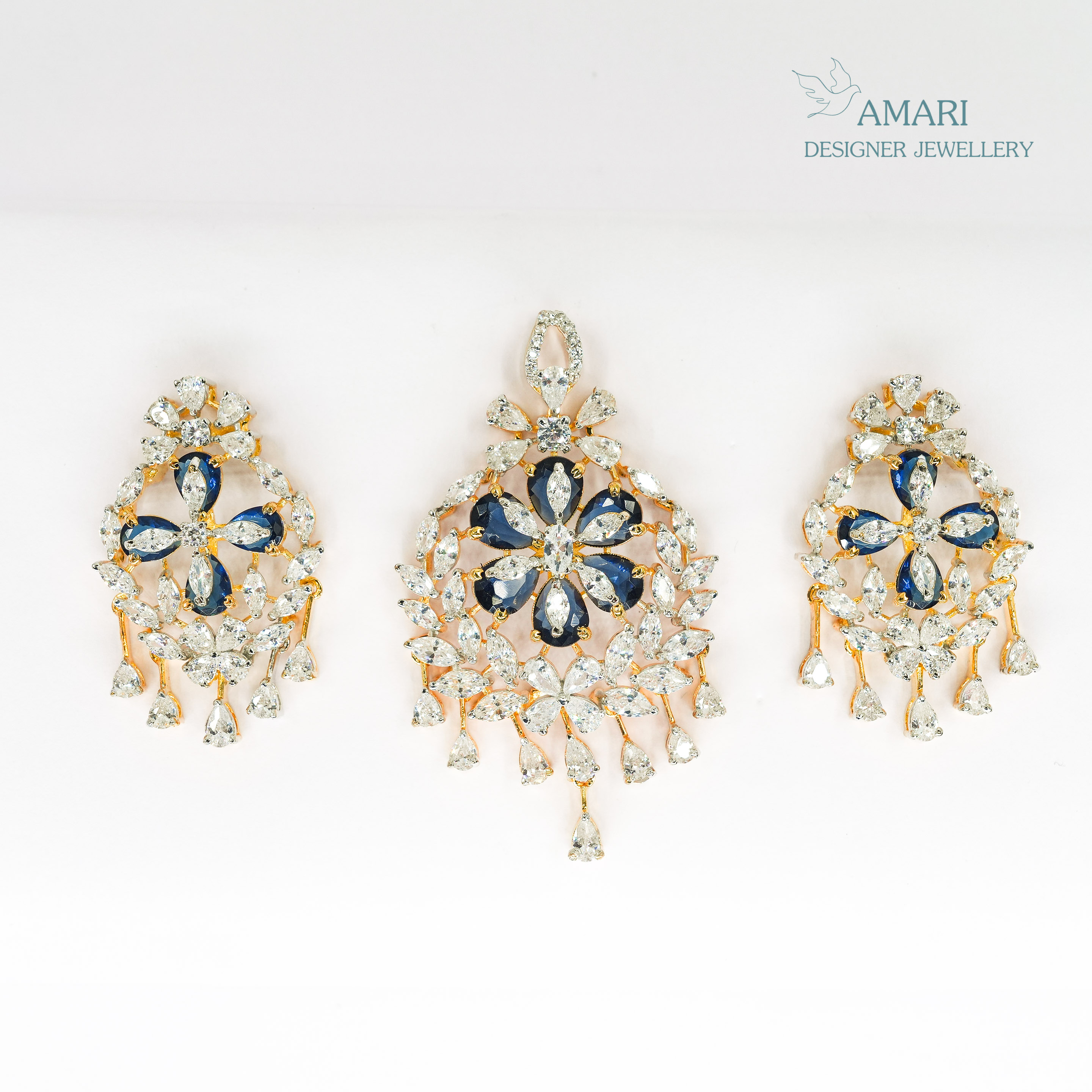 Blue And White Stone Colour Pendant -