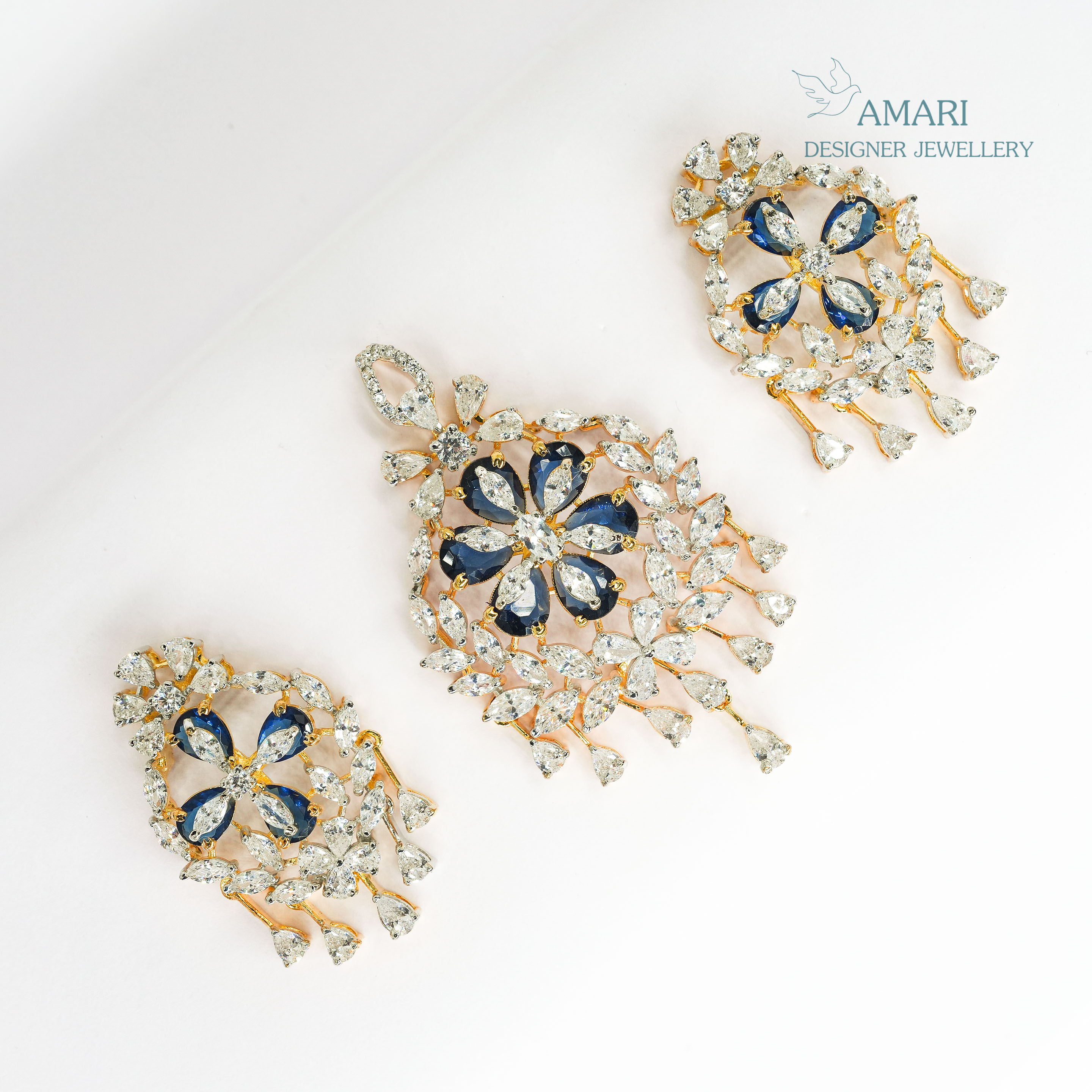 Blue And White Stone Colour Pendant -