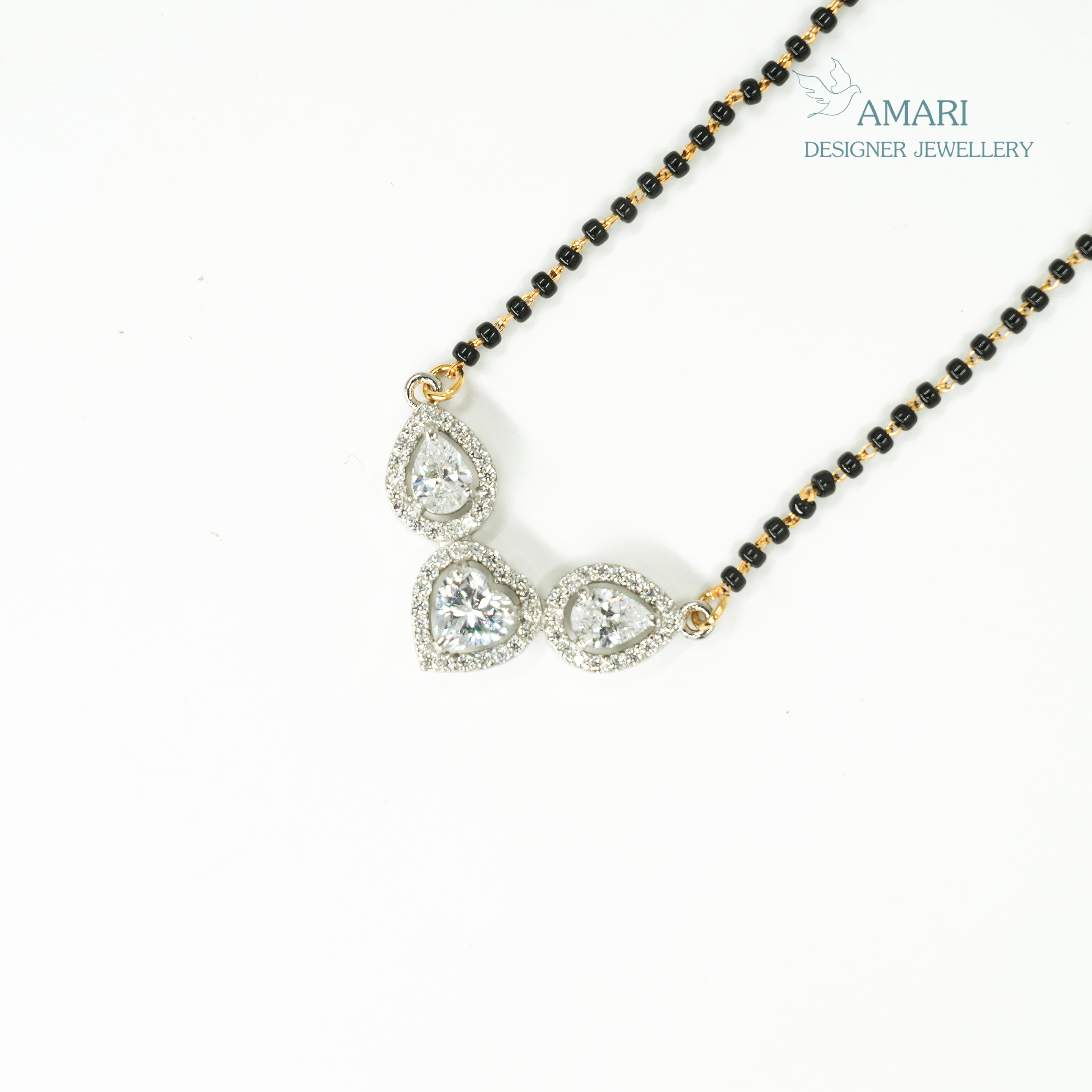 Elegant Pear And Heart Shape Mangal Sutra Pendant -