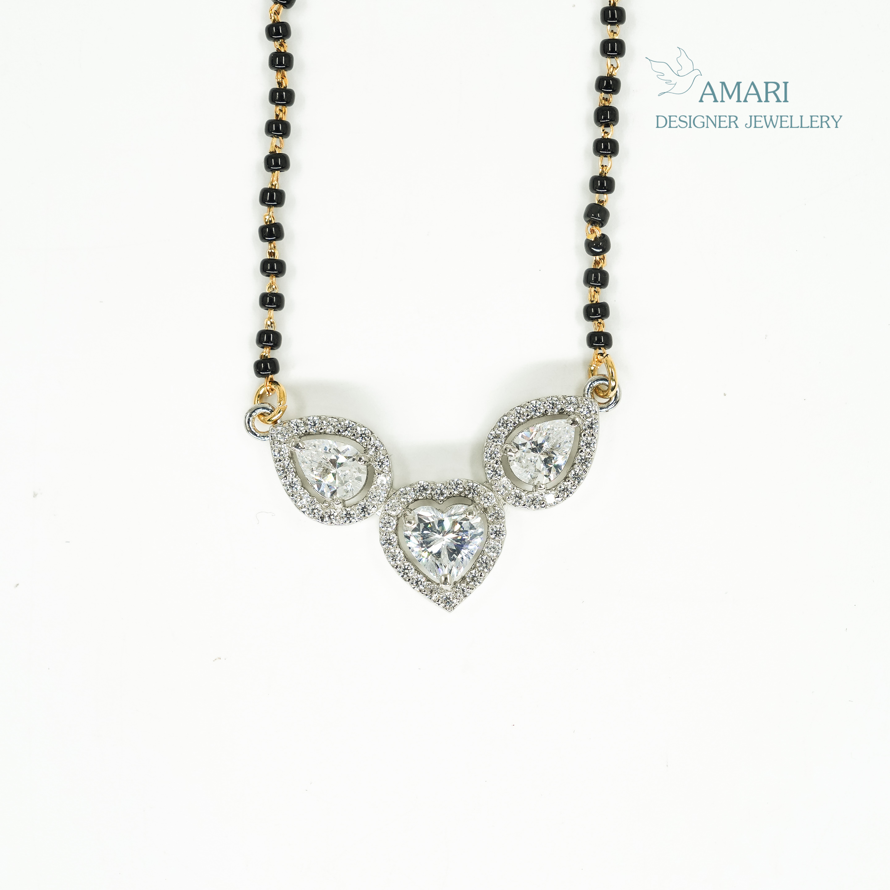 Elegant Pear And Heart Shape Mangal Sutra Pendant -