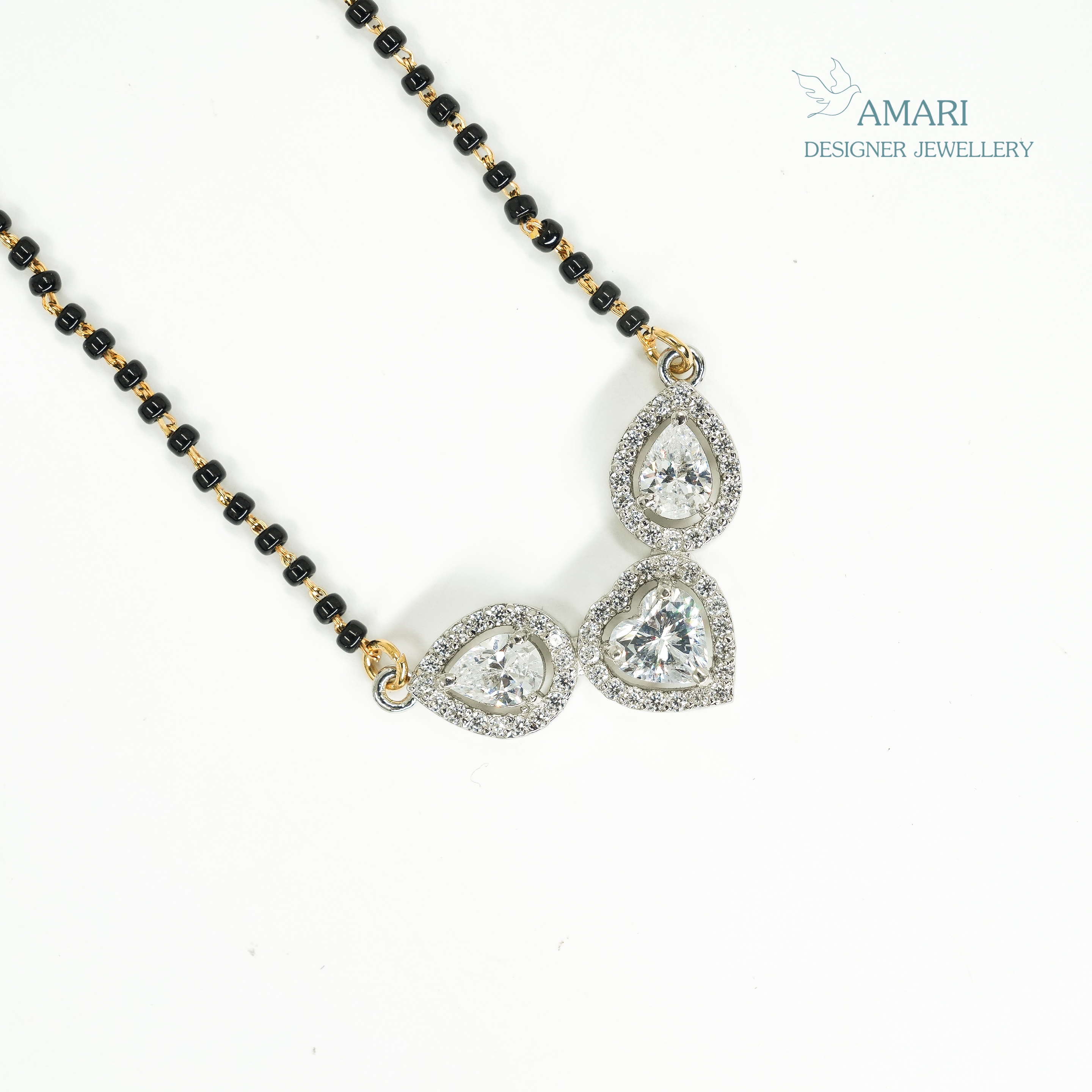 Elegant Pear And Heart Shape Mangal Sutra Pendant -