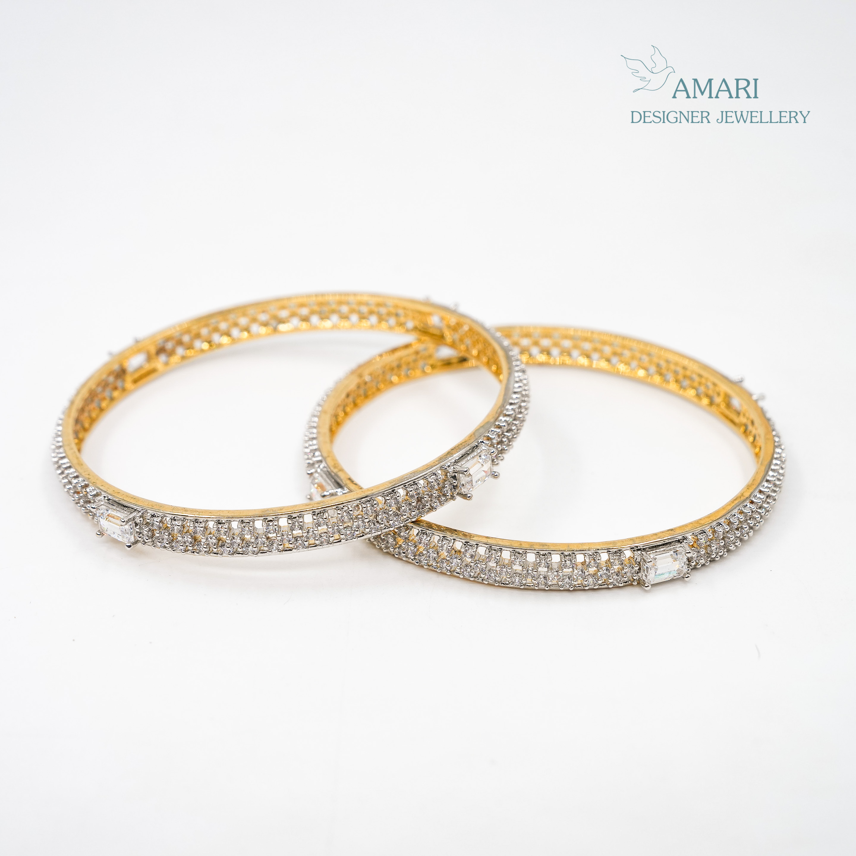 Woven Sparkles Silver Bangles -