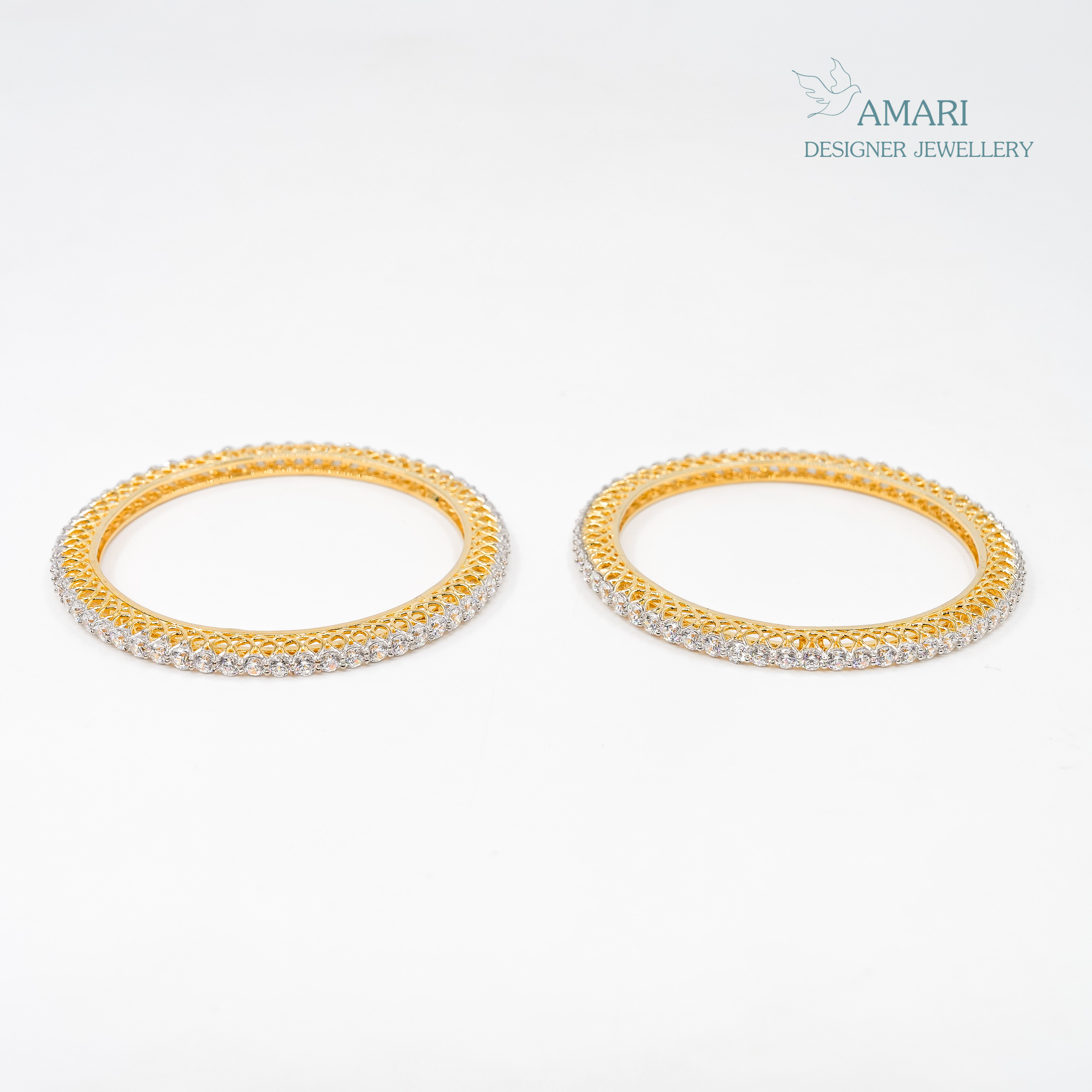 Classy Singles Line Solitaire Silver Bangles -