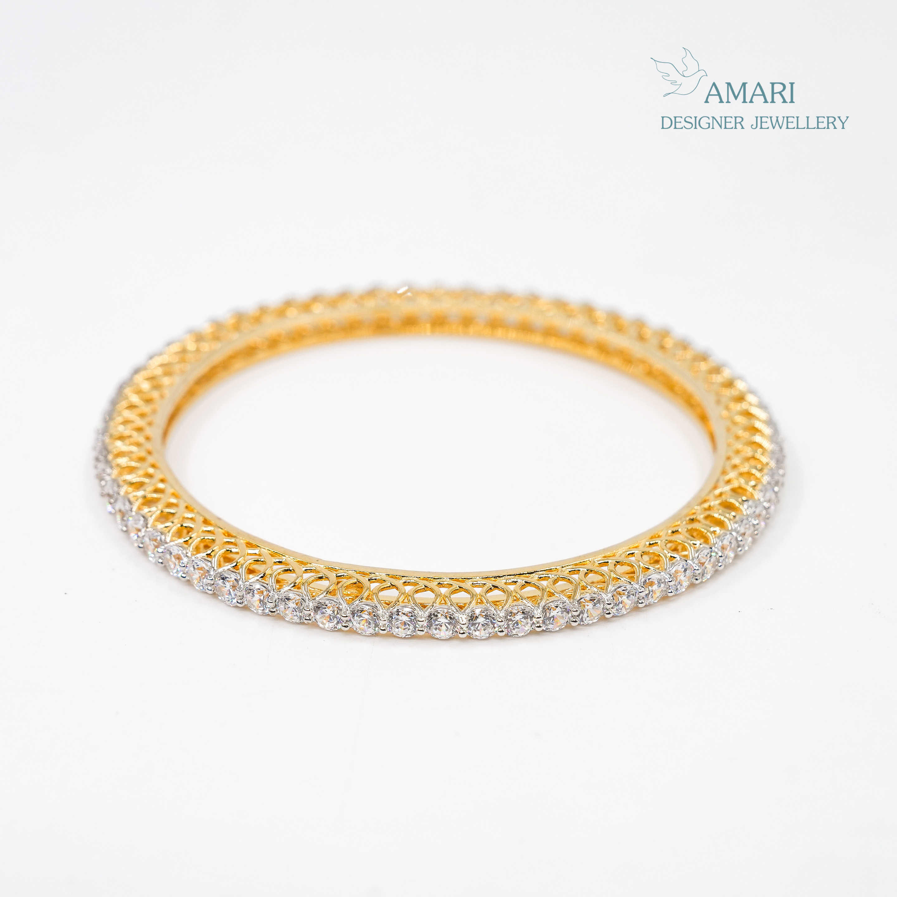 Classy Singles Line Solitaire Silver Bangles -