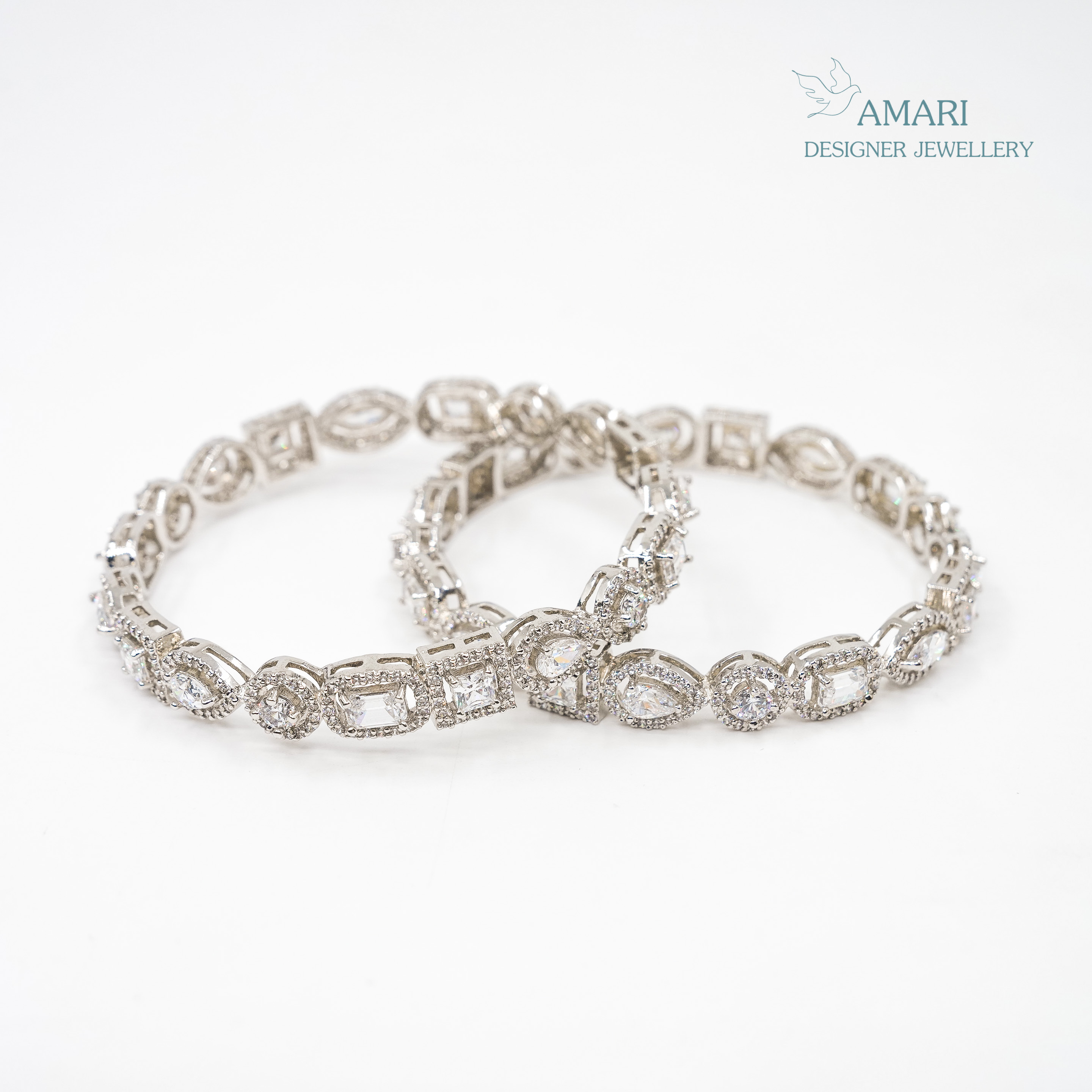 Beautiful Multi Studded Silver Bangles -