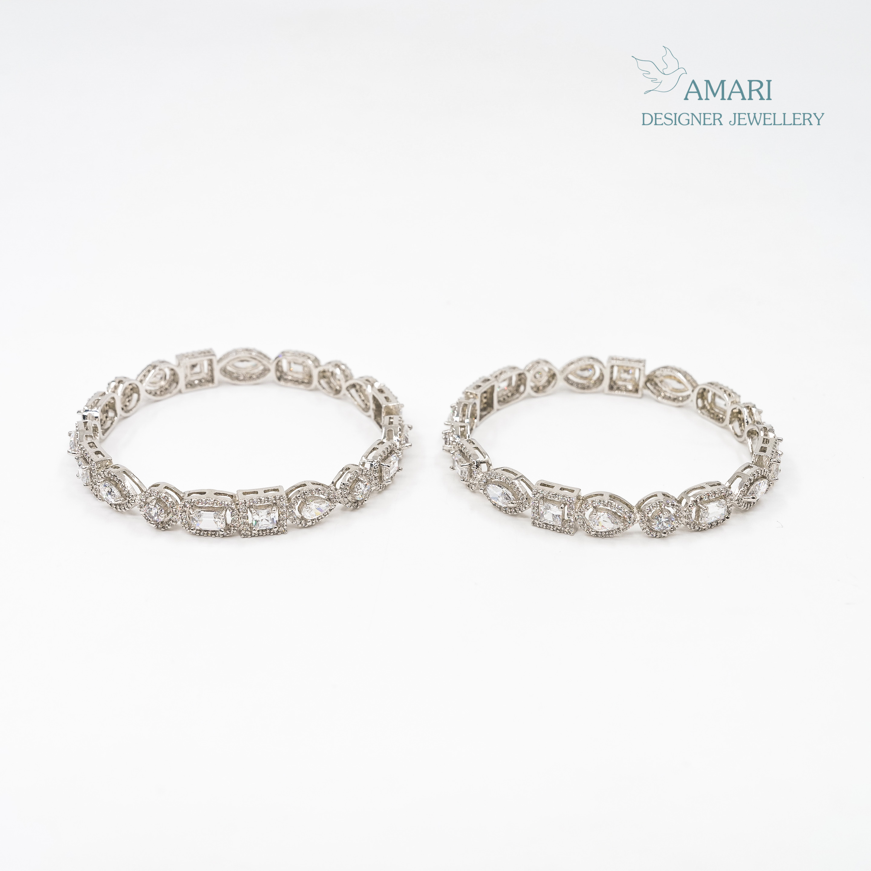 Beautiful Multi Studded Silver Bangles -
