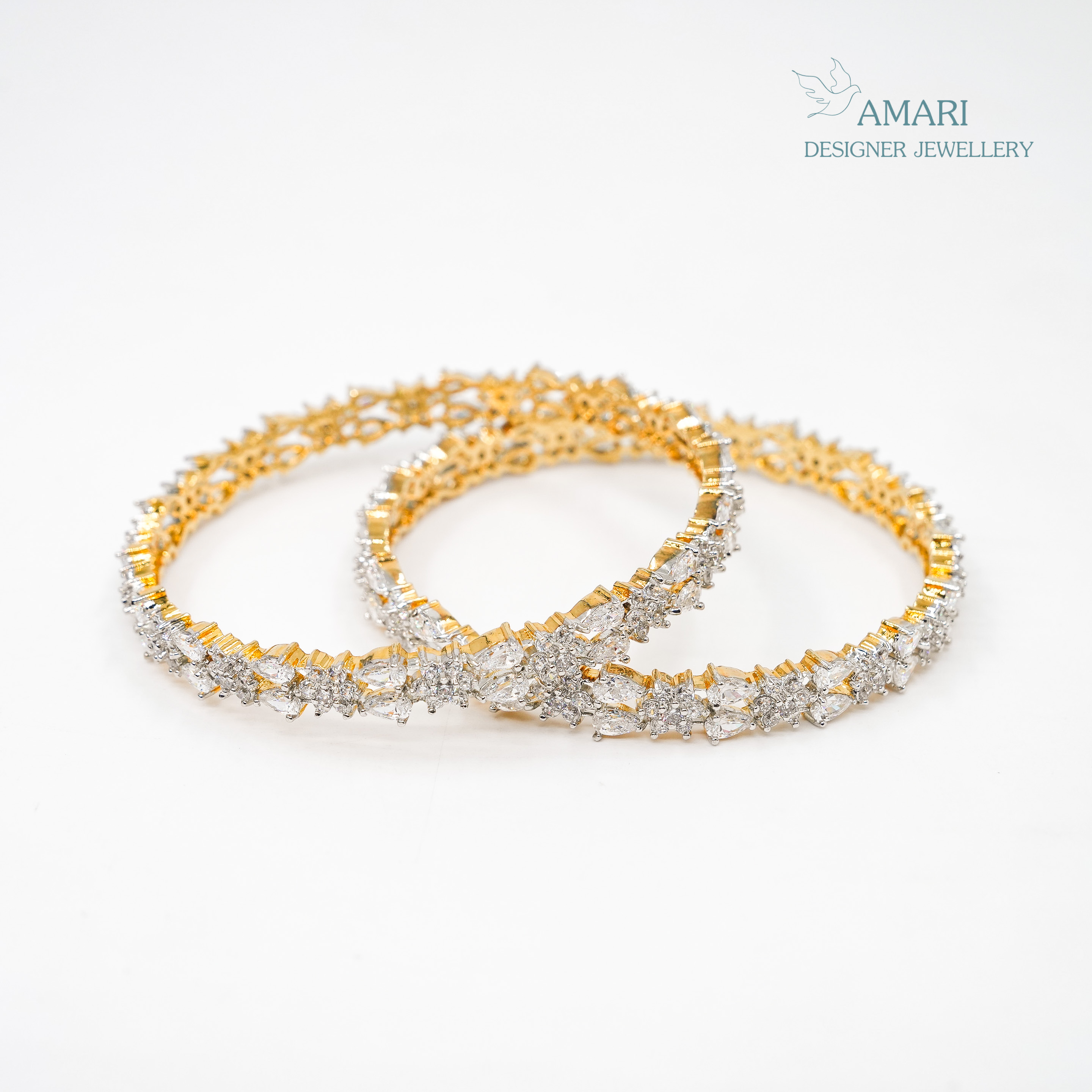 Beautiful Pear With Small Flower Silver Bangles -