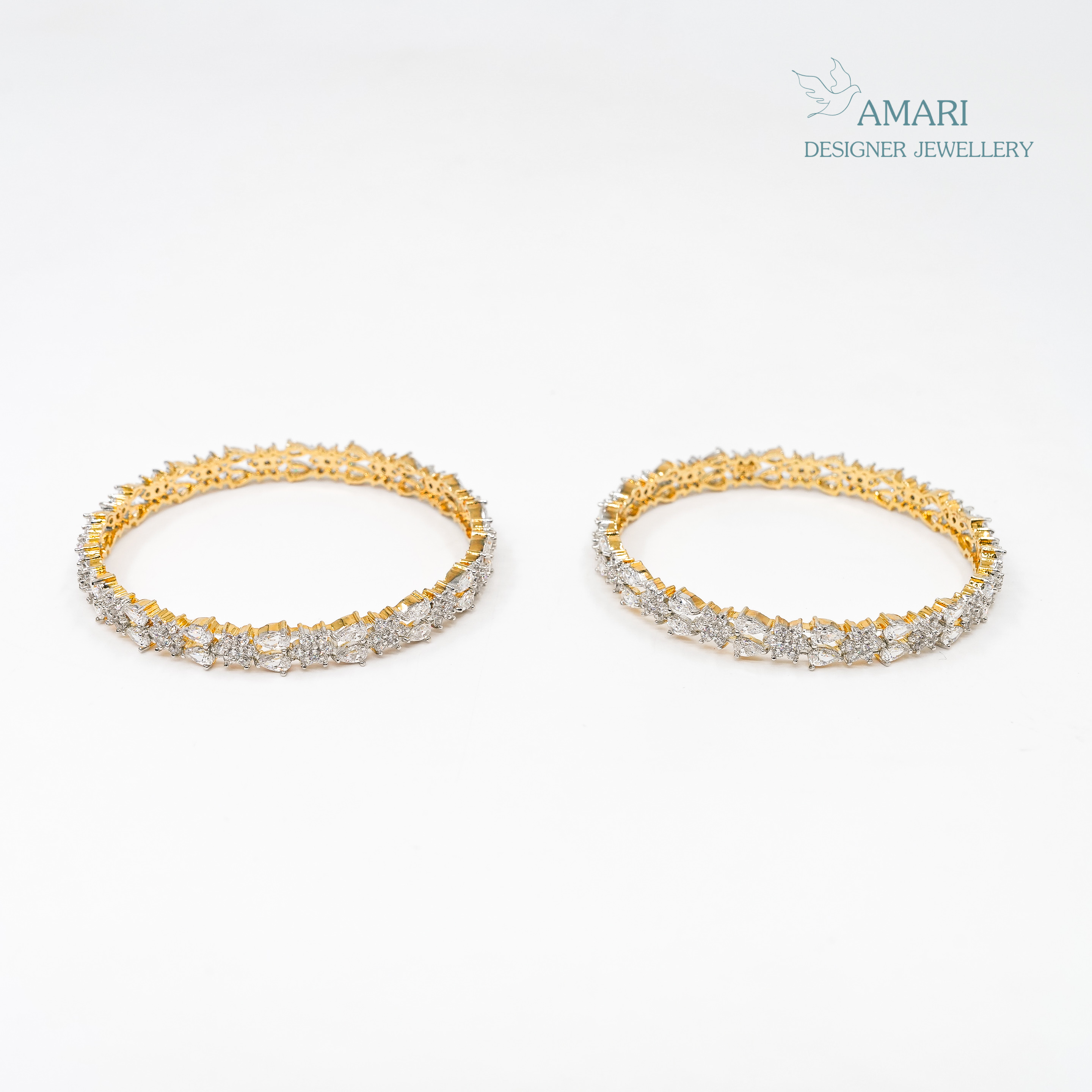 Beautiful Pear With Small Flower Silver Bangles -