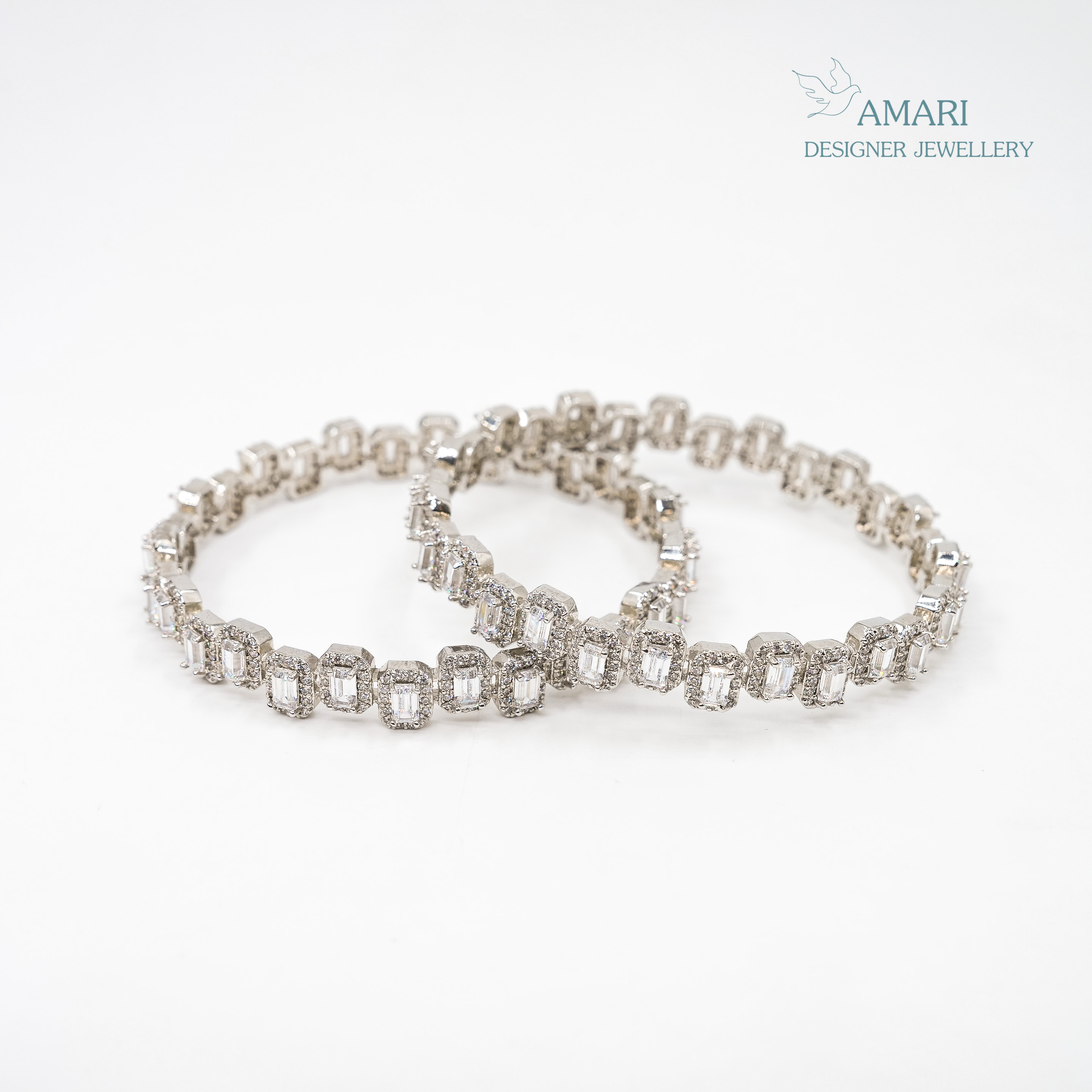 Elegant Square Design Silver Bangles -