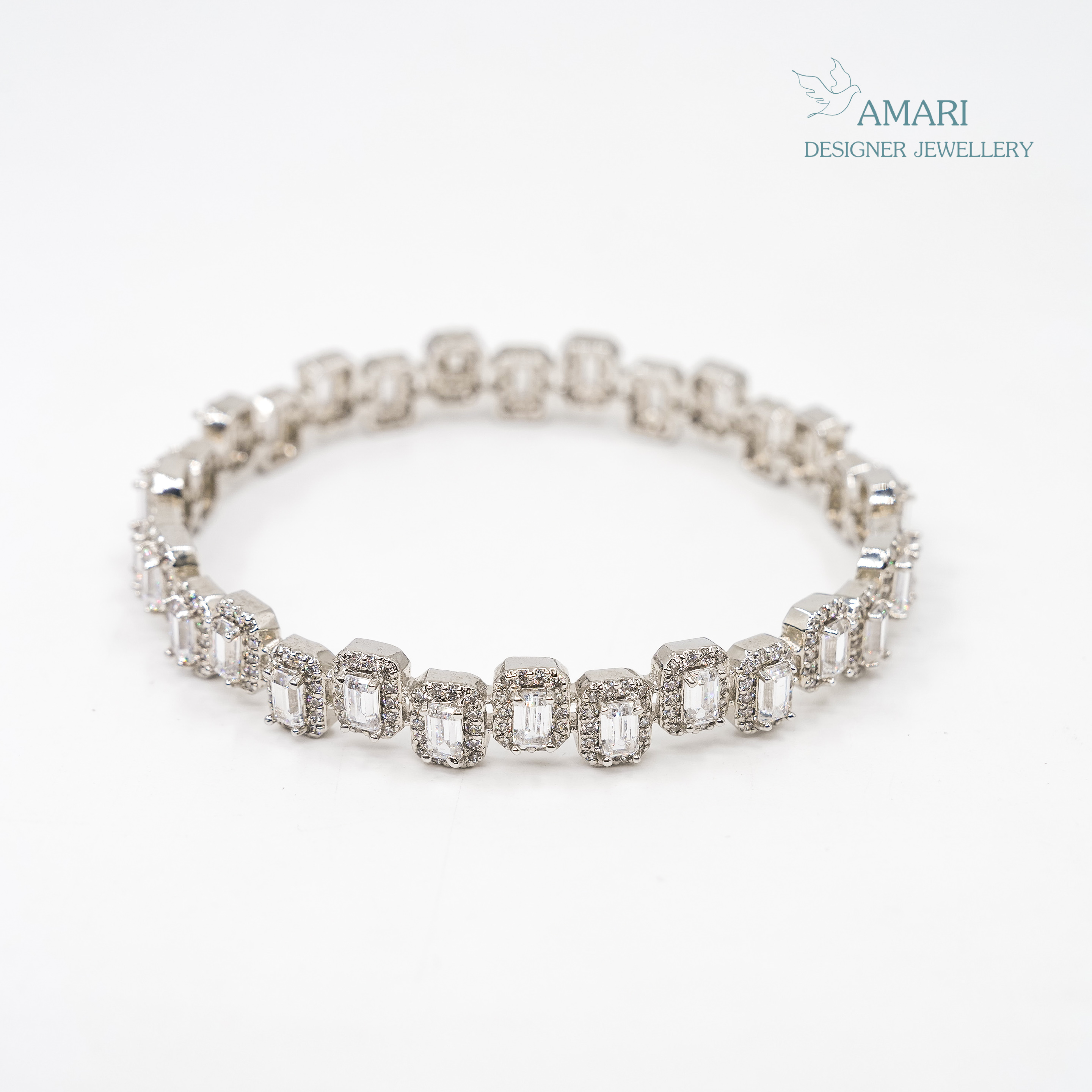 Elegant Square Design Silver Bangles -