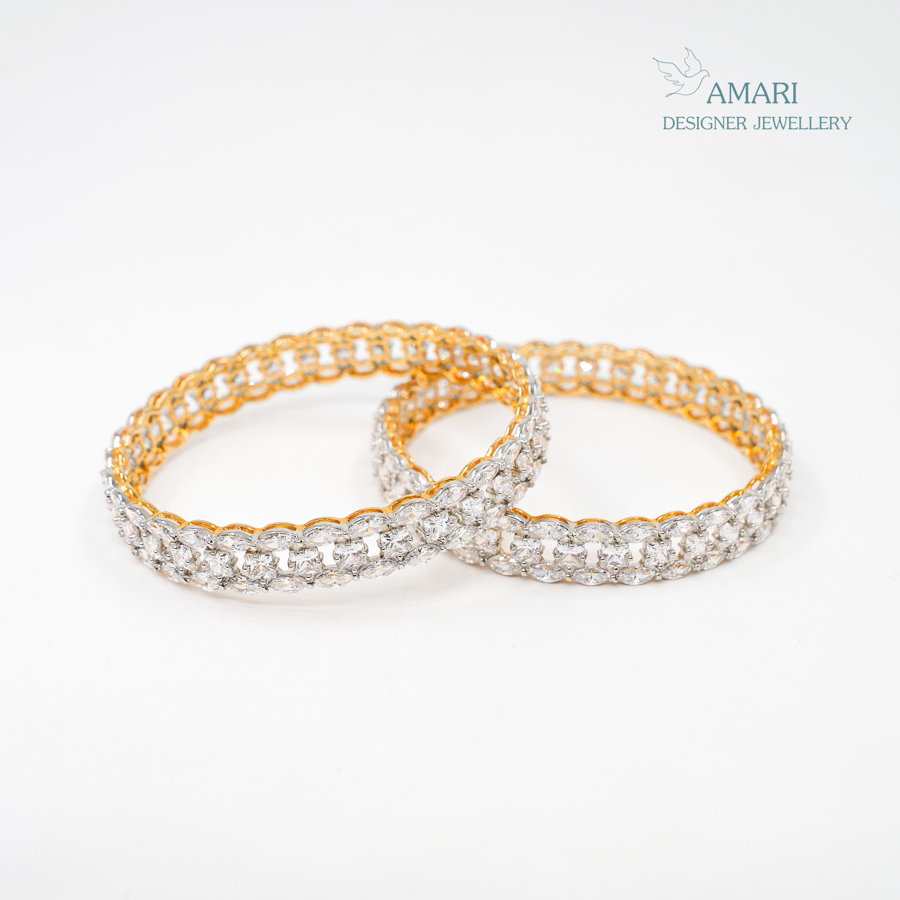 Glittering Florid Silver Bangles -