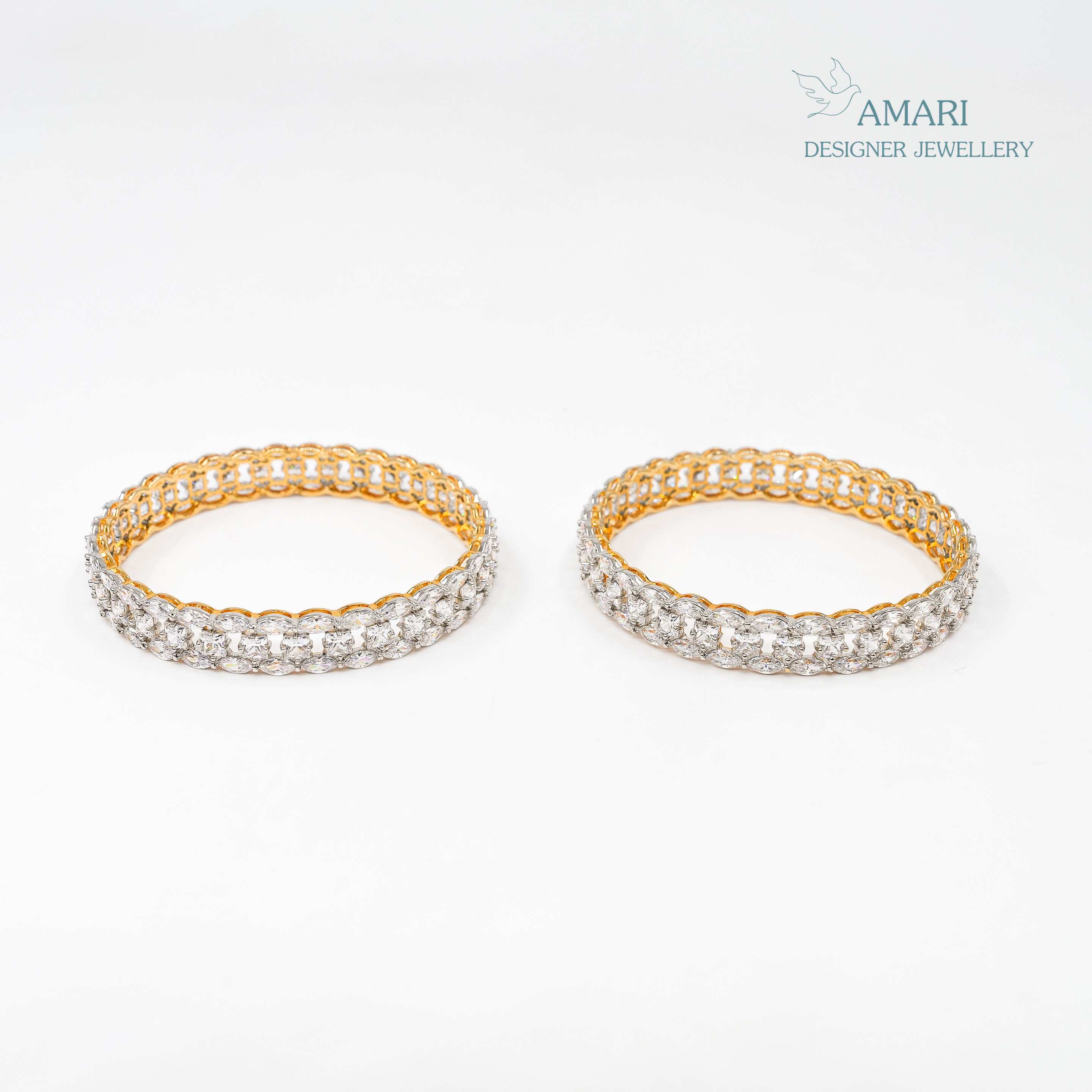 Glittering Florid Silver Bangles -