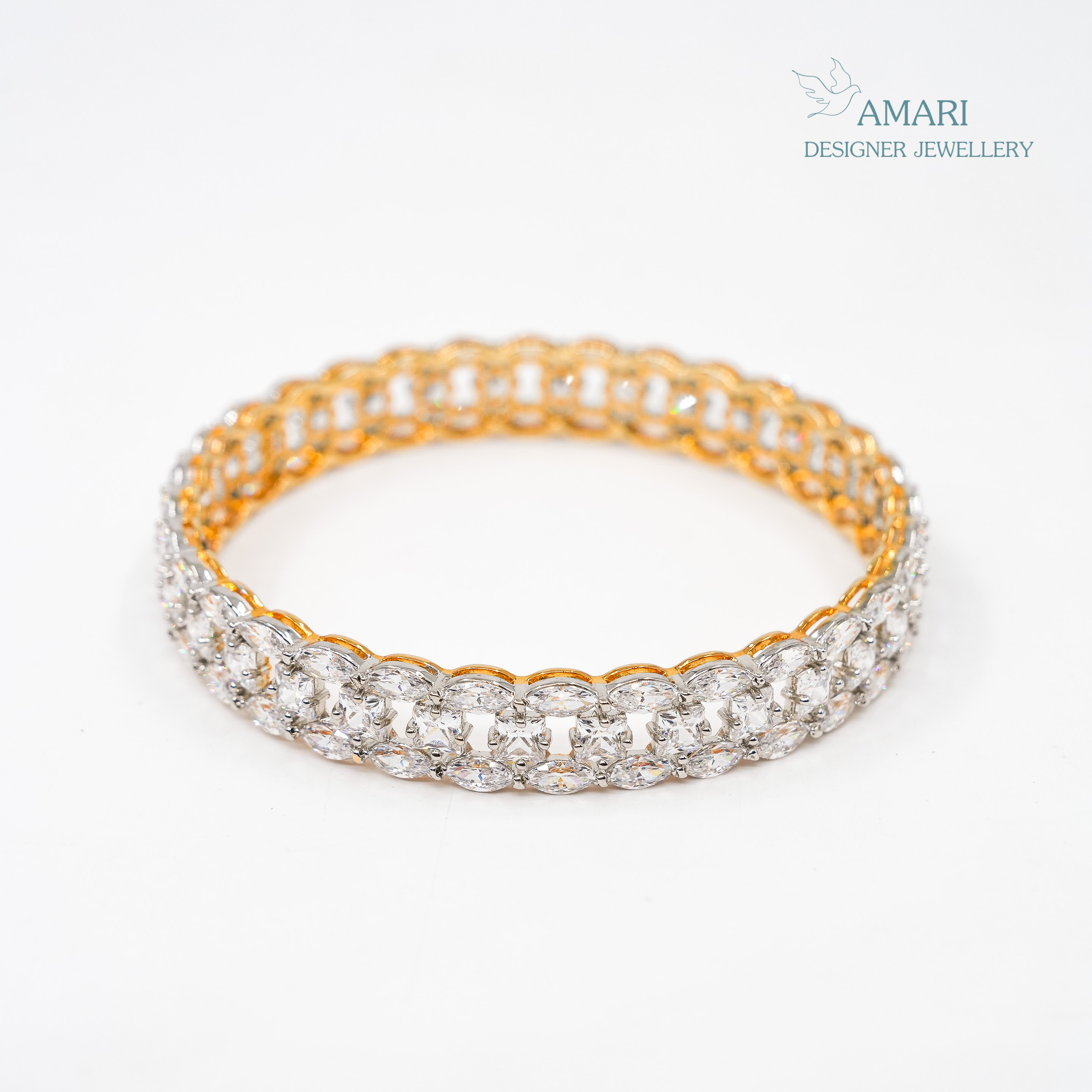 Glittering Florid Silver Bangles -