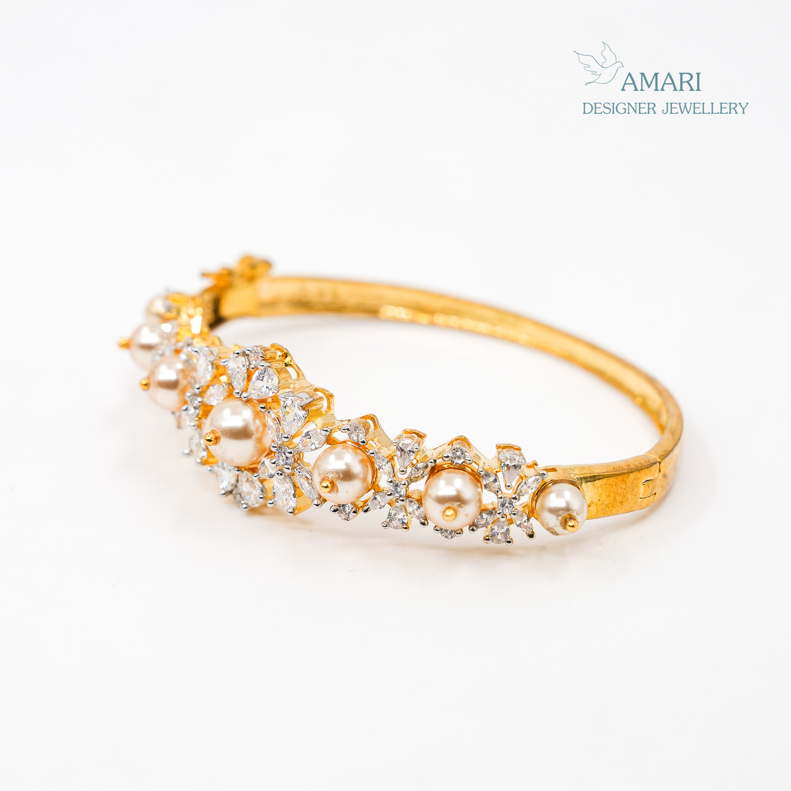 Classic Floral With Pearl Kada Bracelet -