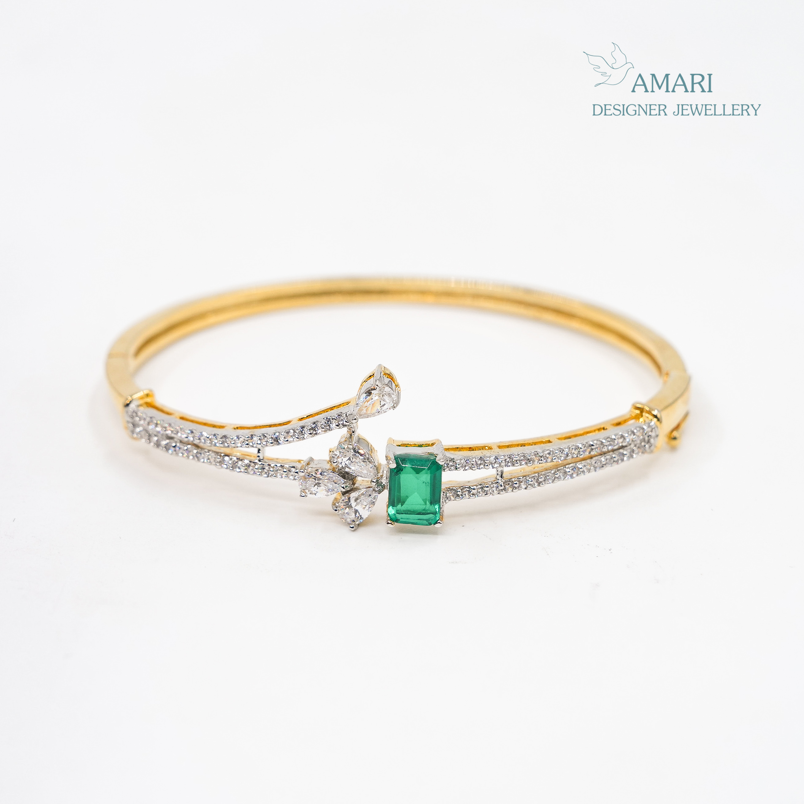 Elegant Multi Crystals Kada Bracelet -