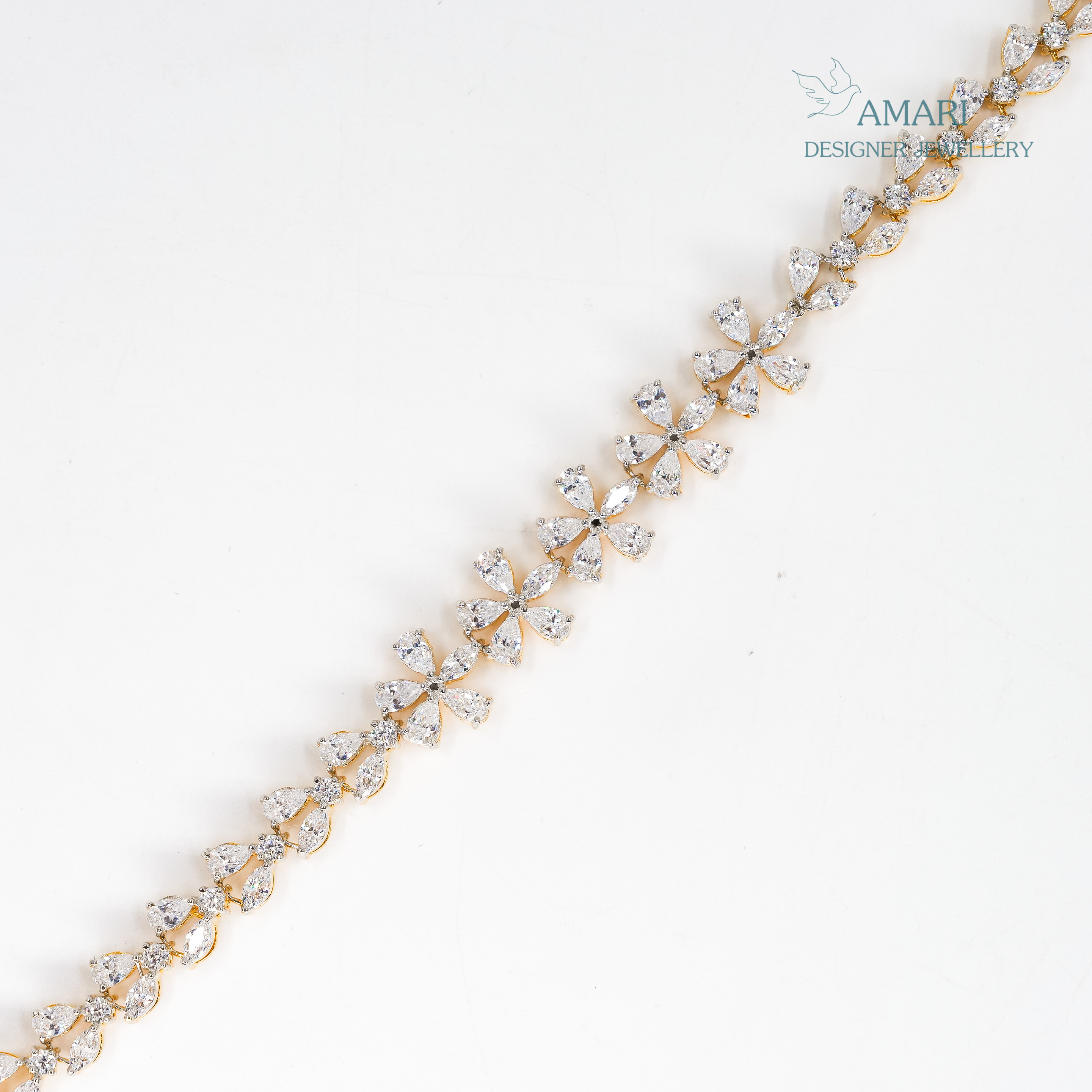 Classic Flower Silver Tennis Bracelet -