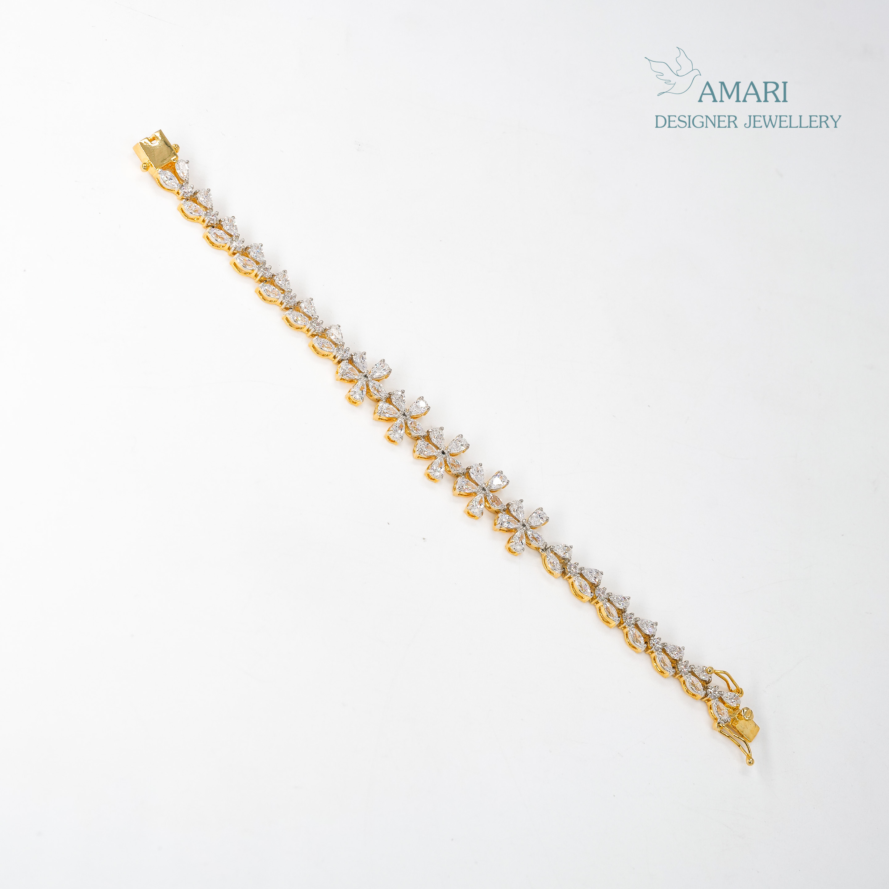 Classic Flower Silver Tennis Bracelet -