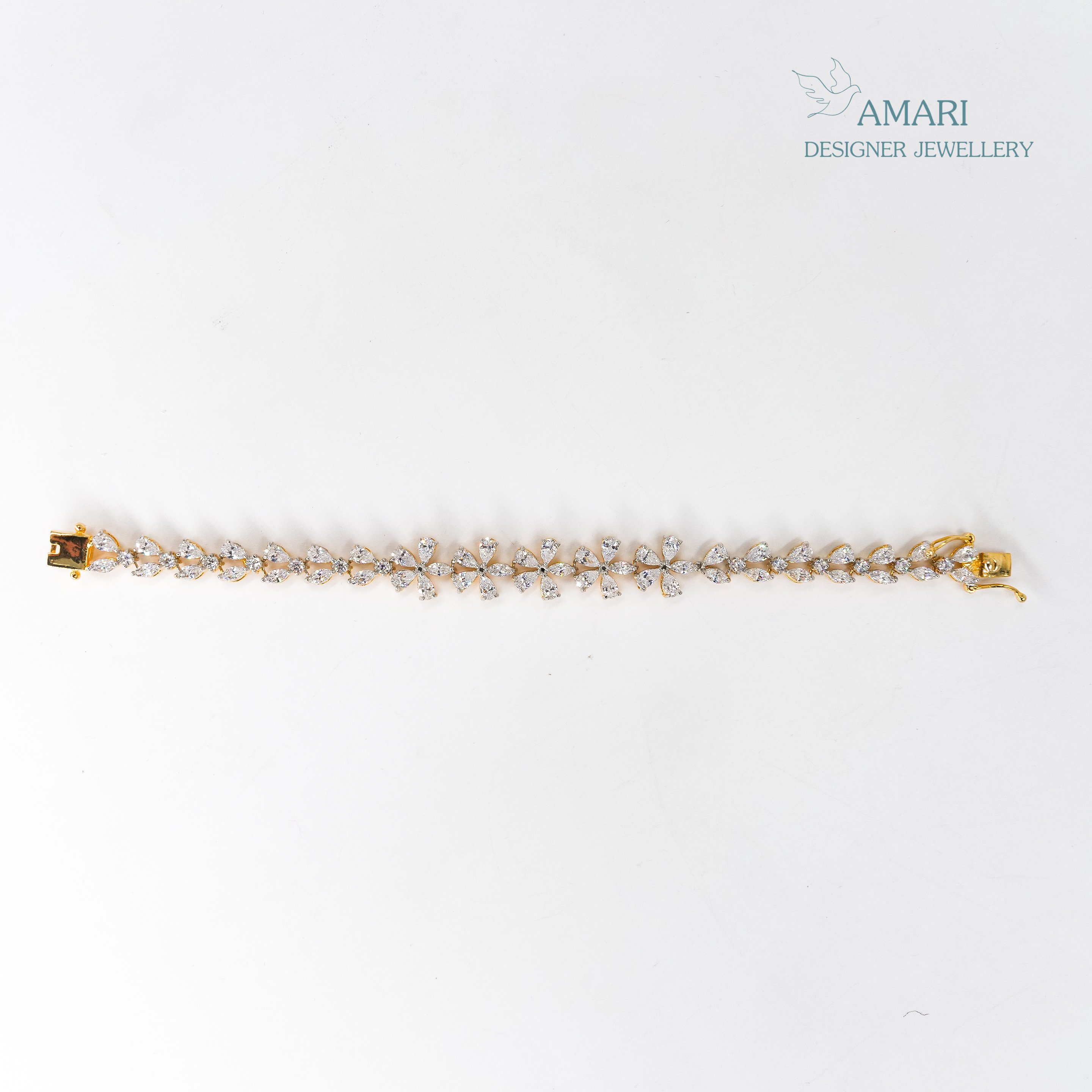 Classic Flower Silver Tennis Bracelet -