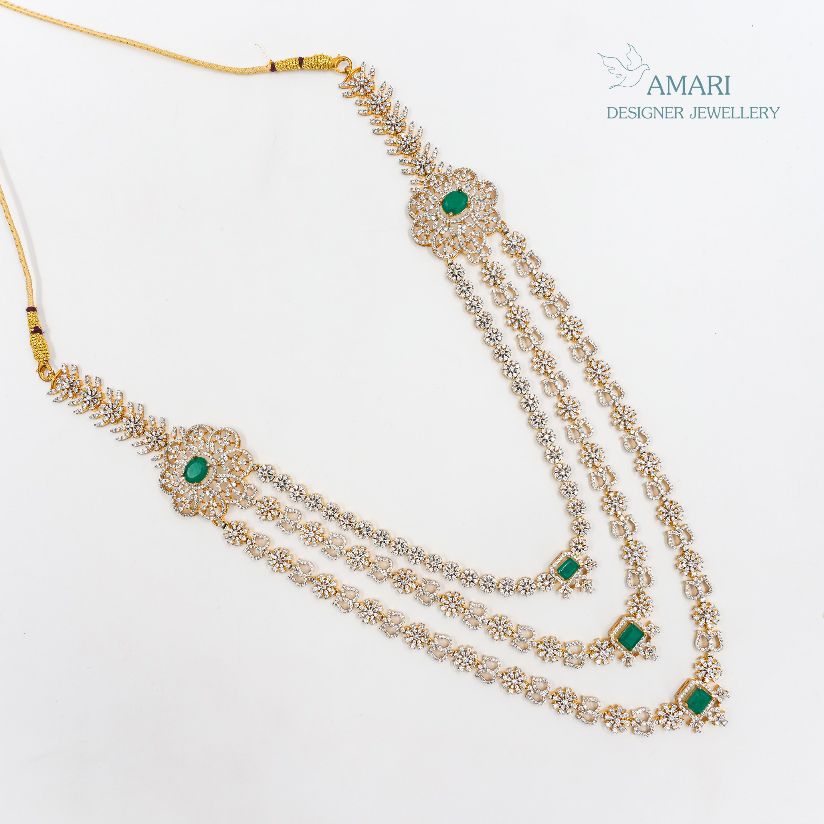 Emerald long layer Necklace -