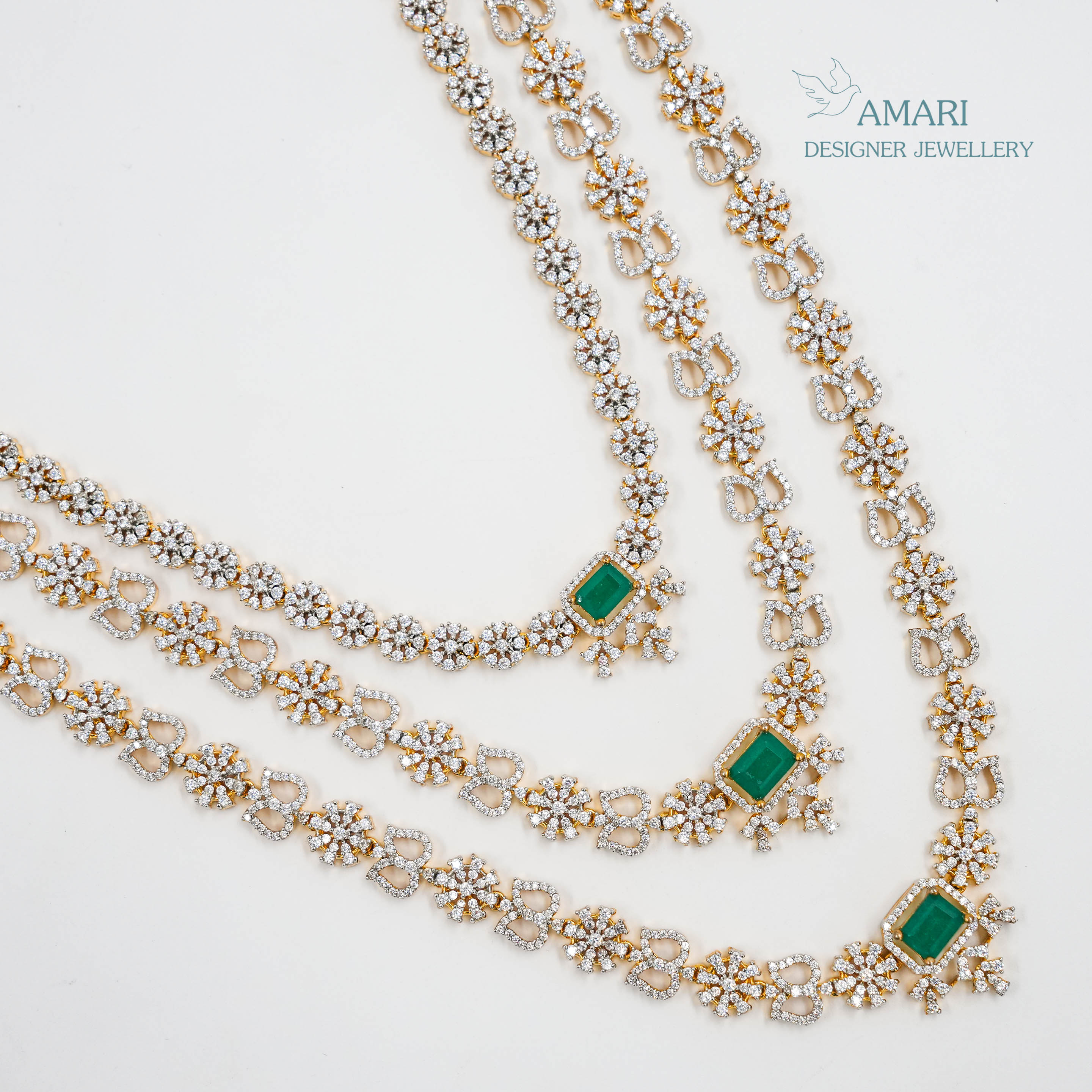 Emerald long layer Necklace -