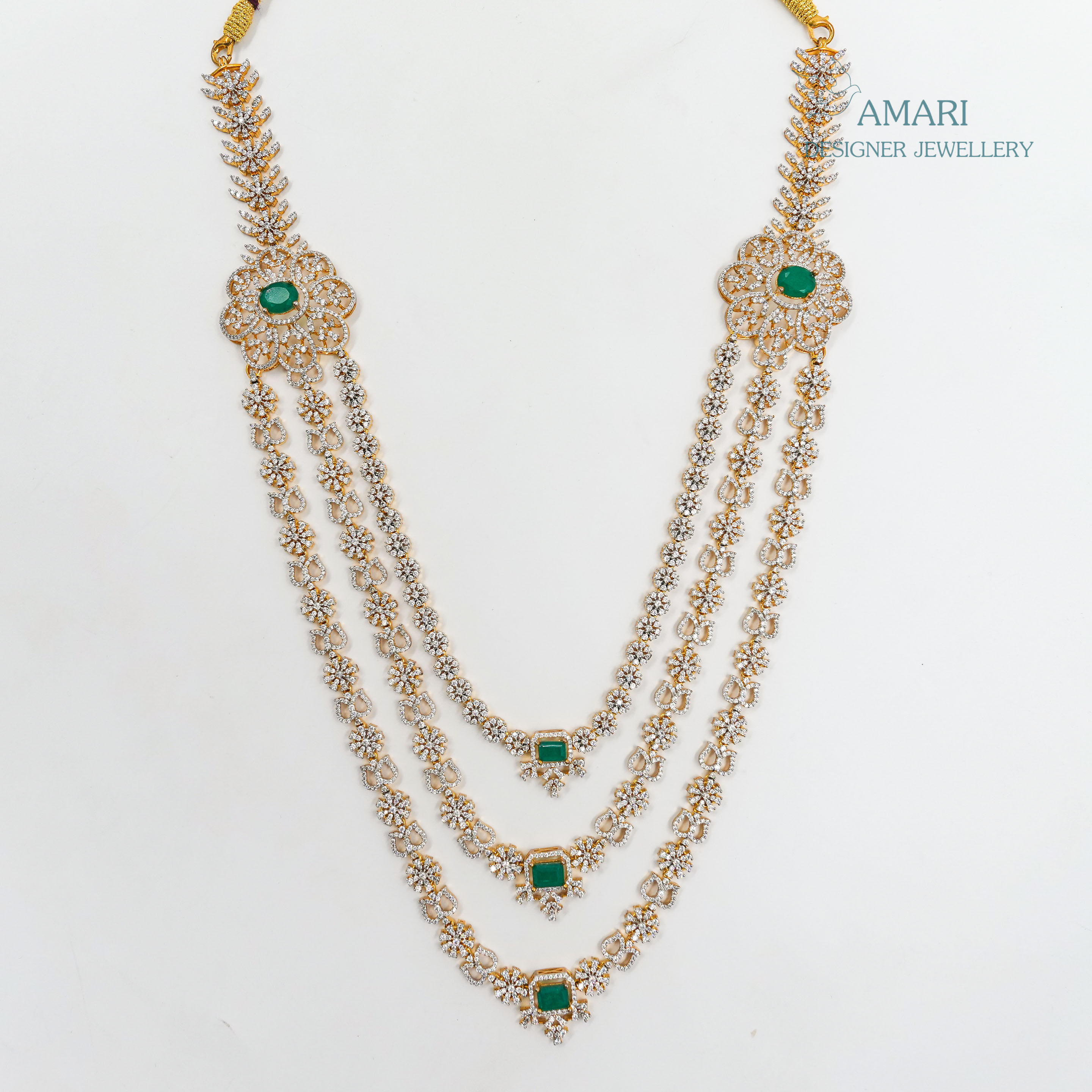 Emerald long layer Necklace -
