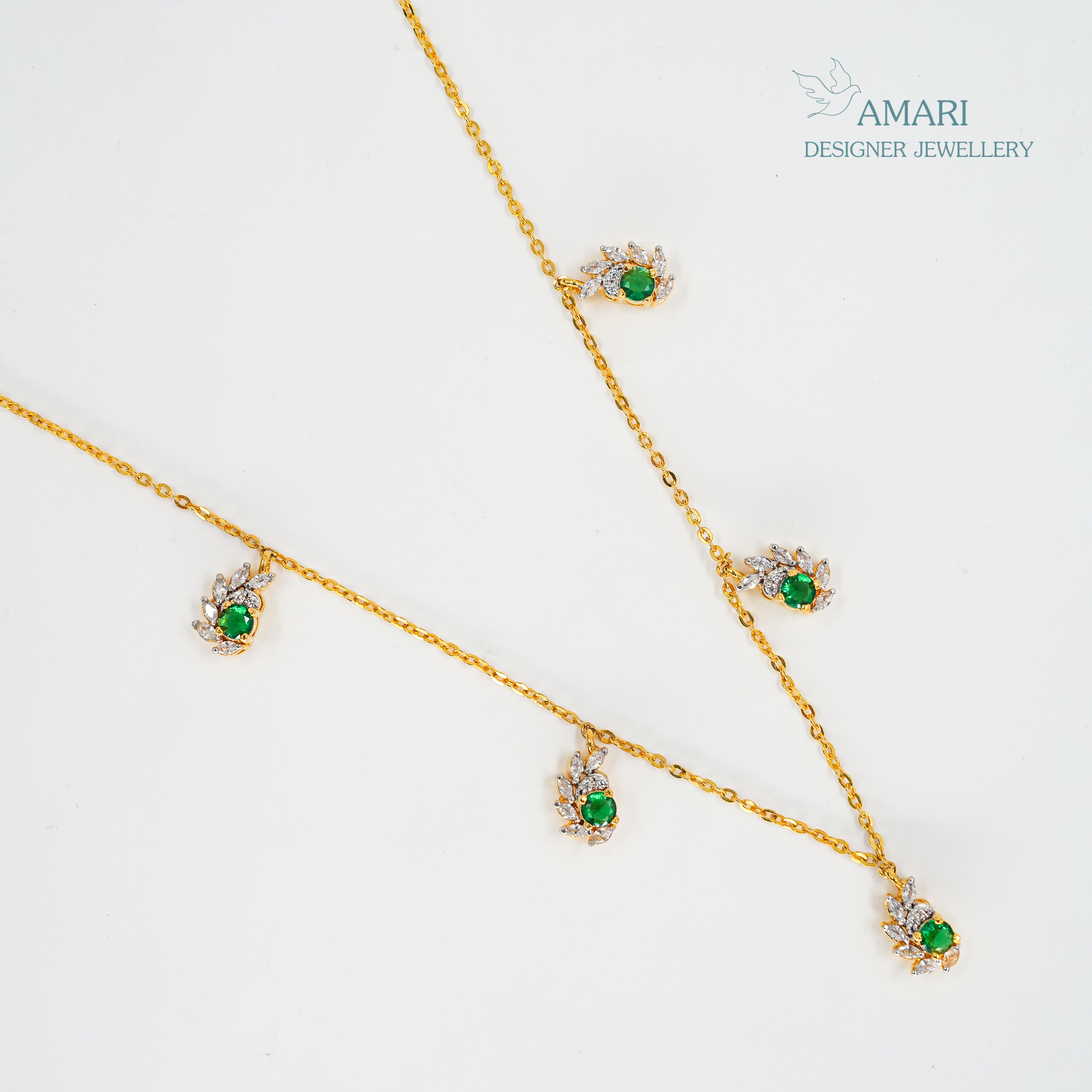 Green Emerald Charm Necklace -