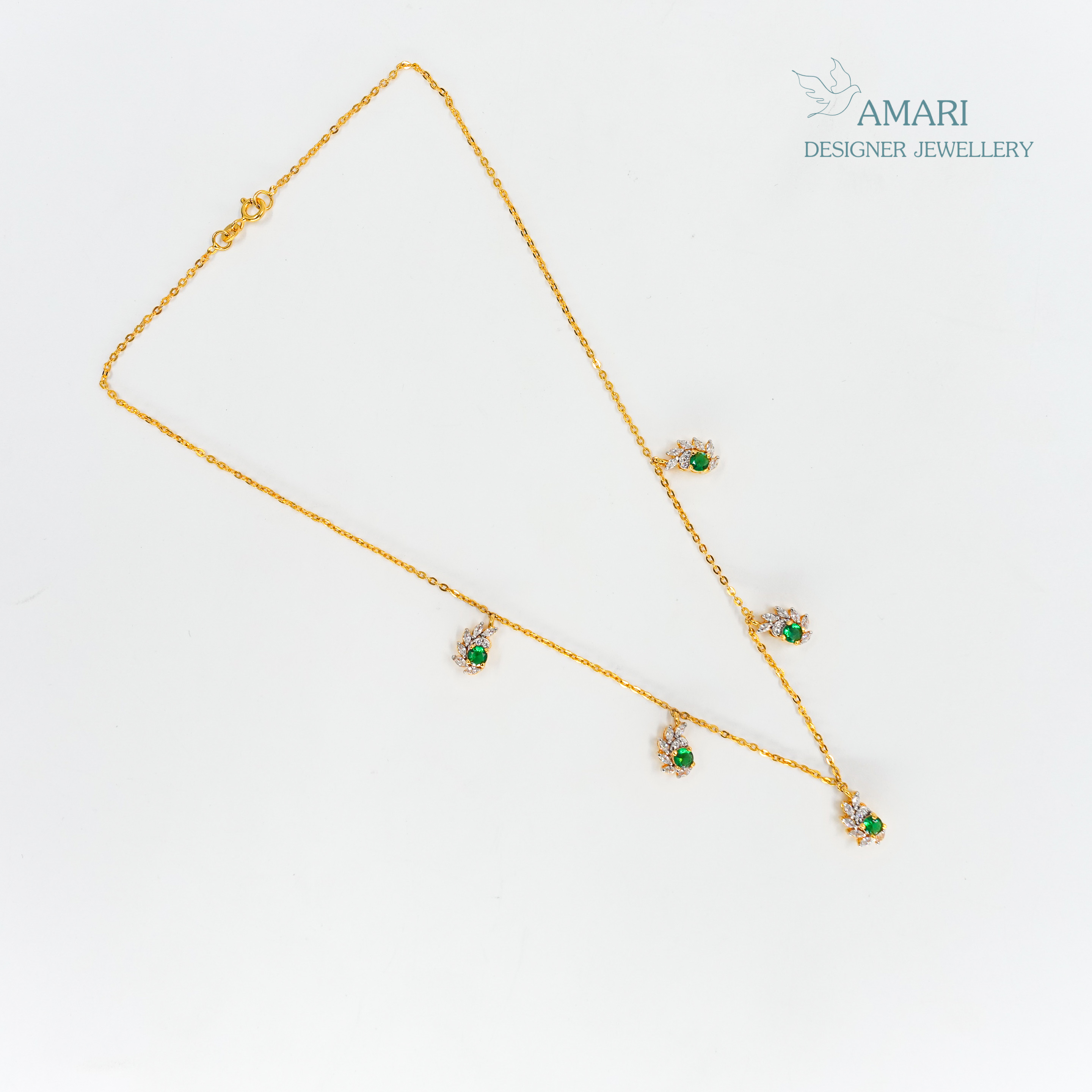 Green Emerald Charm Necklace -