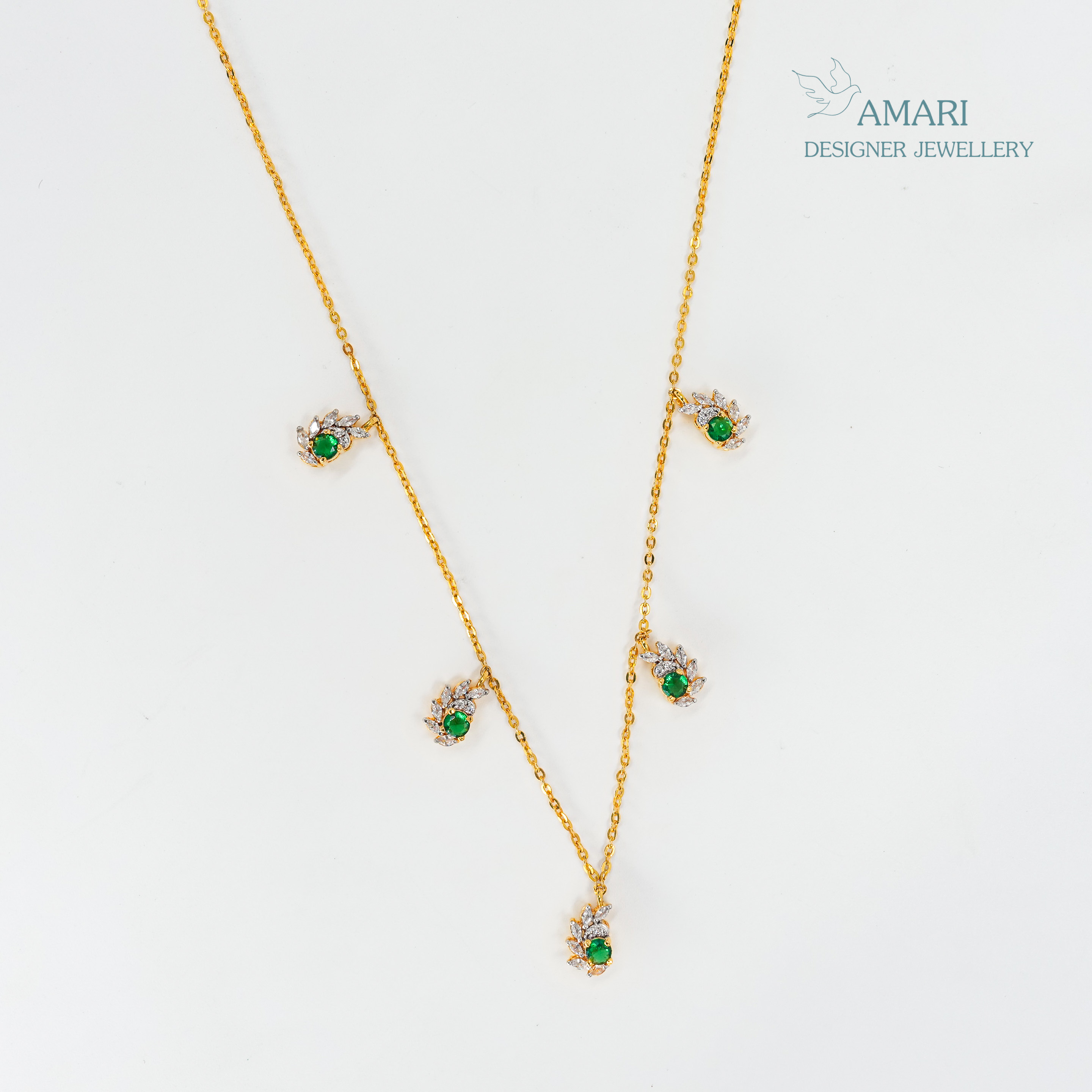 Green Emerald Charm Necklace -