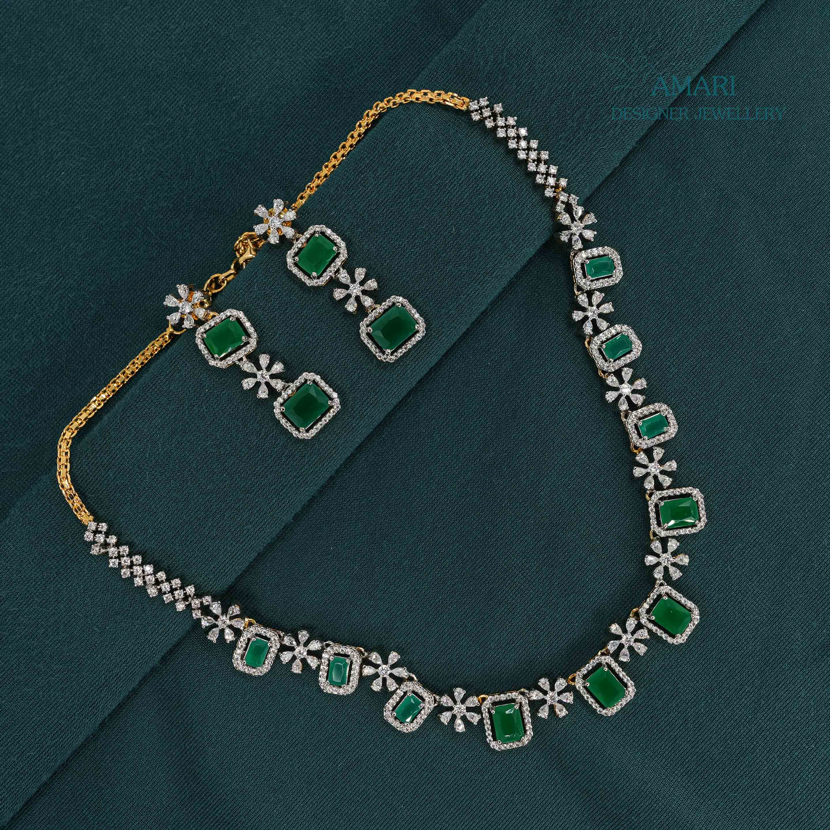 Line of Emerald and Ruby nNecklace -