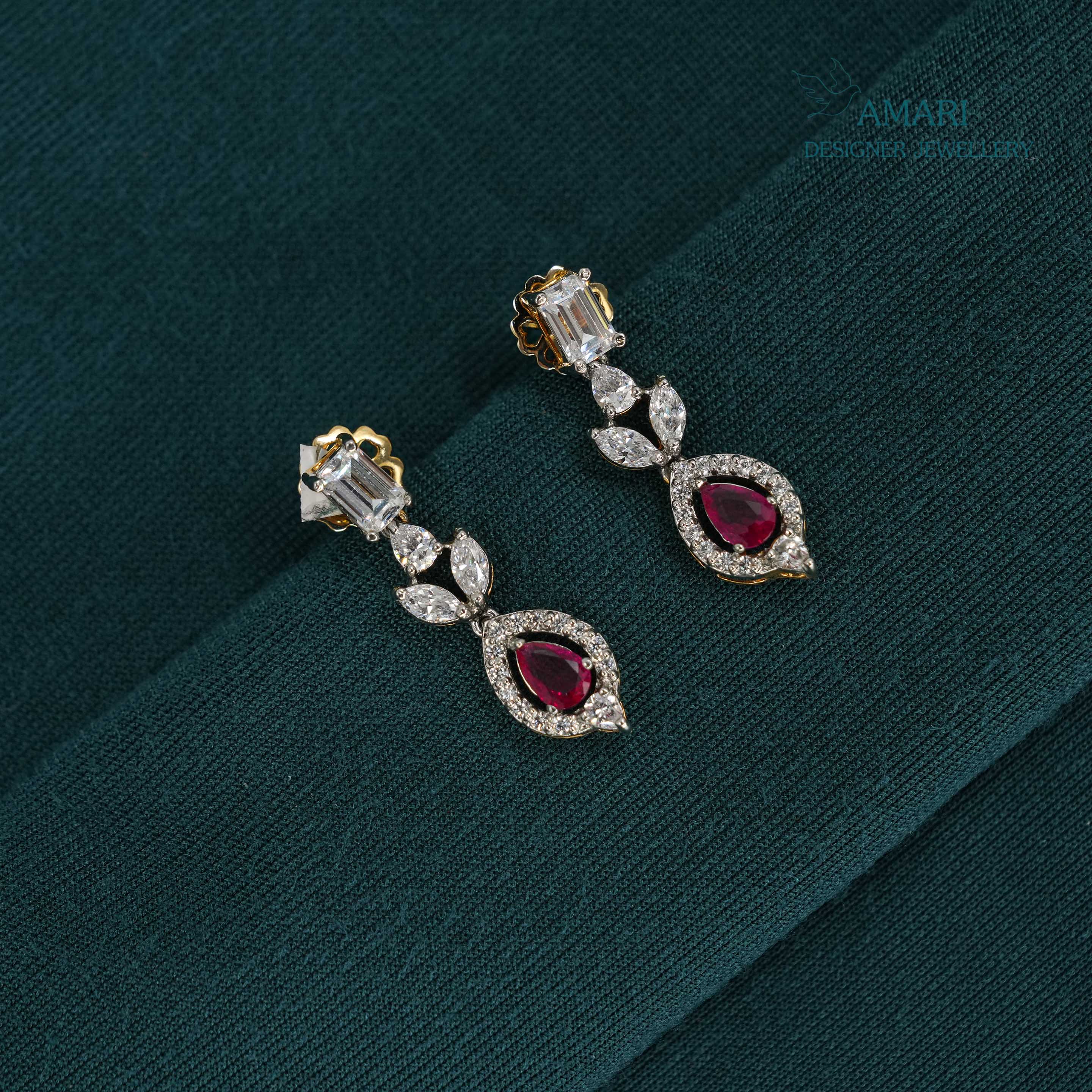 Ruby drop with floral Necklace -