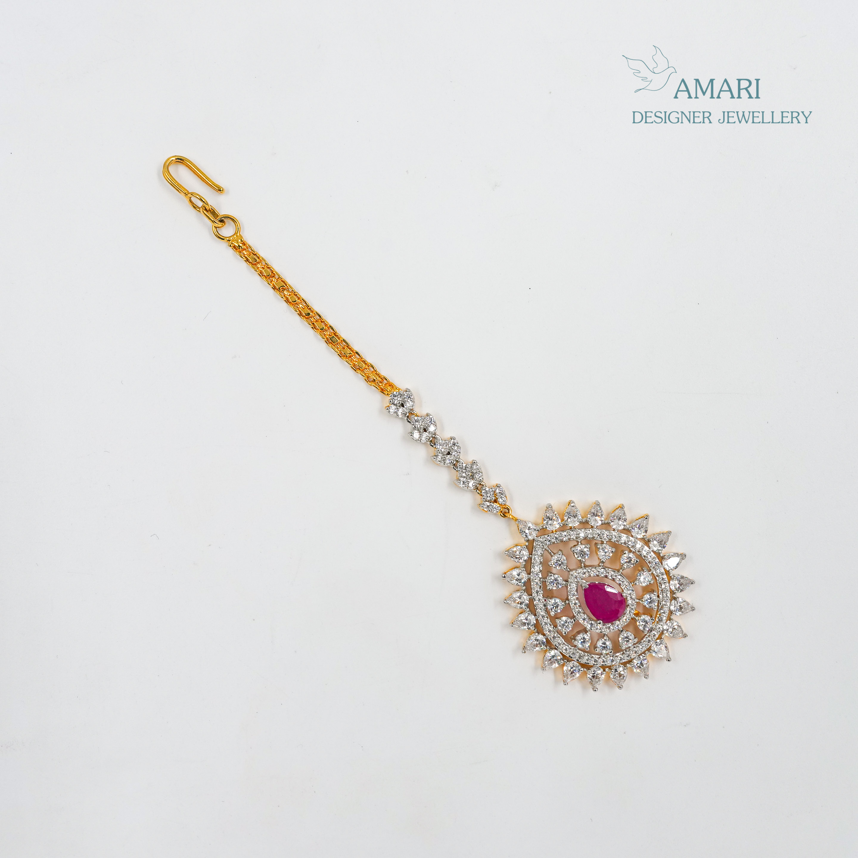 Ruby Studded With Versatile Silver Maangtika -