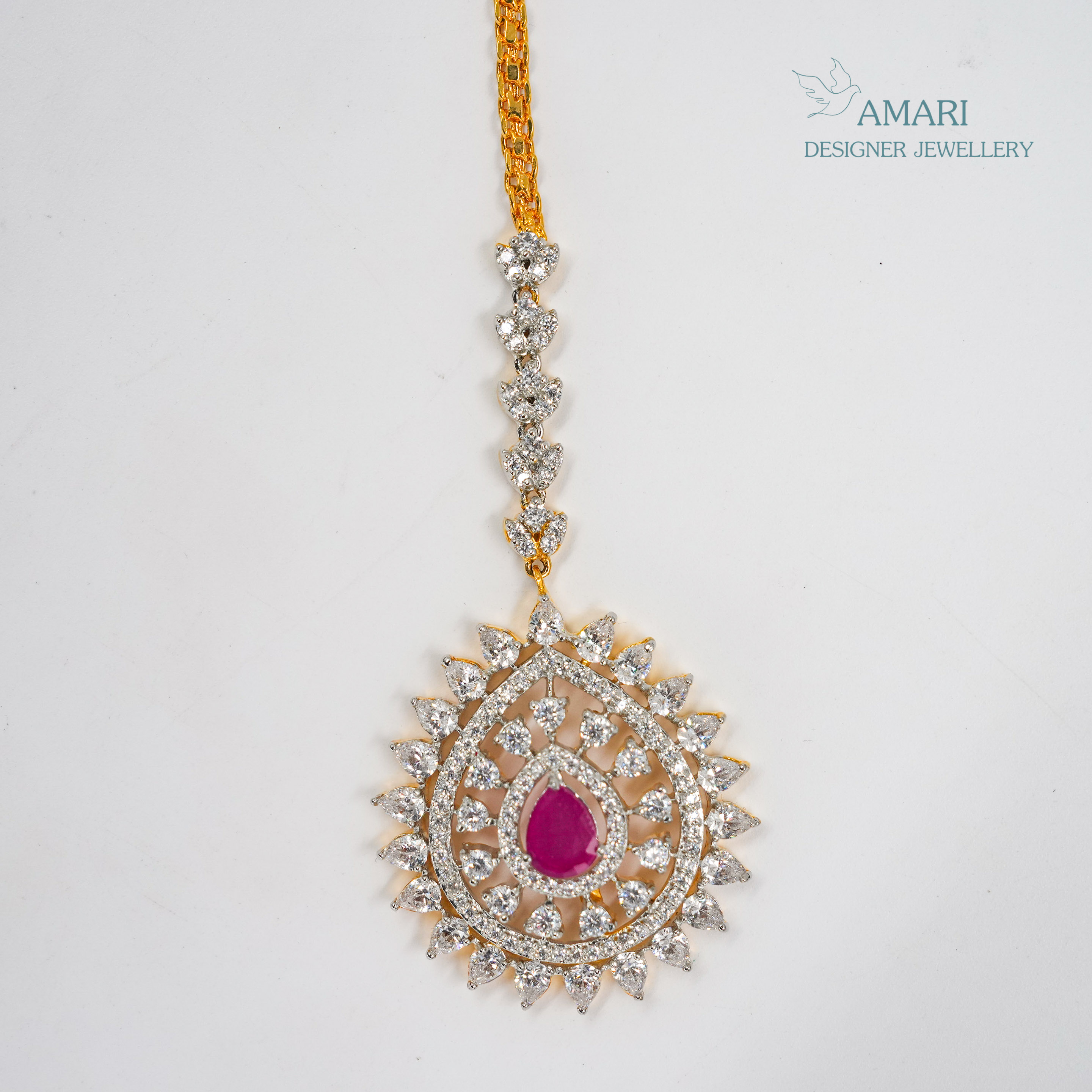 Ruby Studded With Versatile Silver Maangtika -