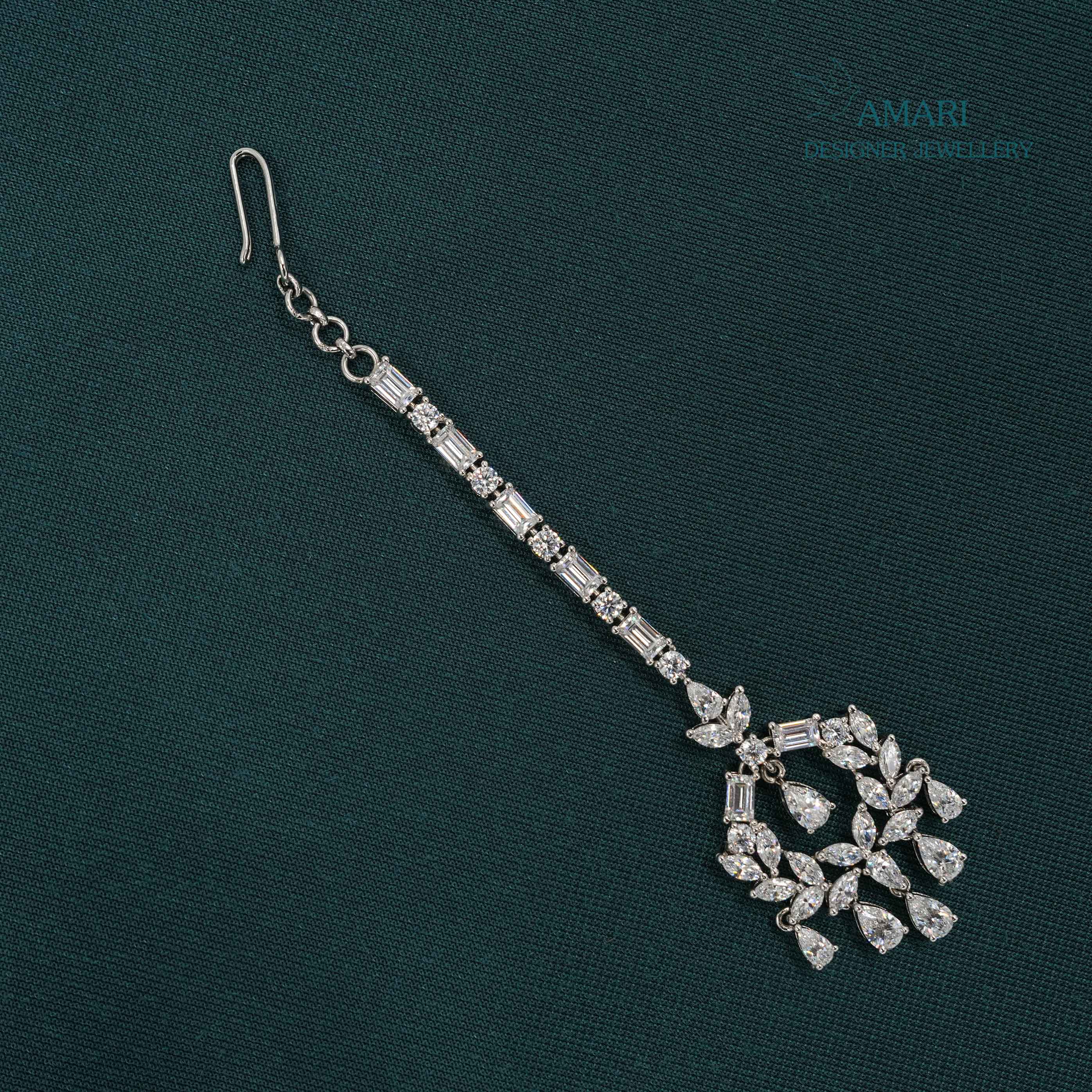 Classic Sterling With Drops Silver Maangtika -