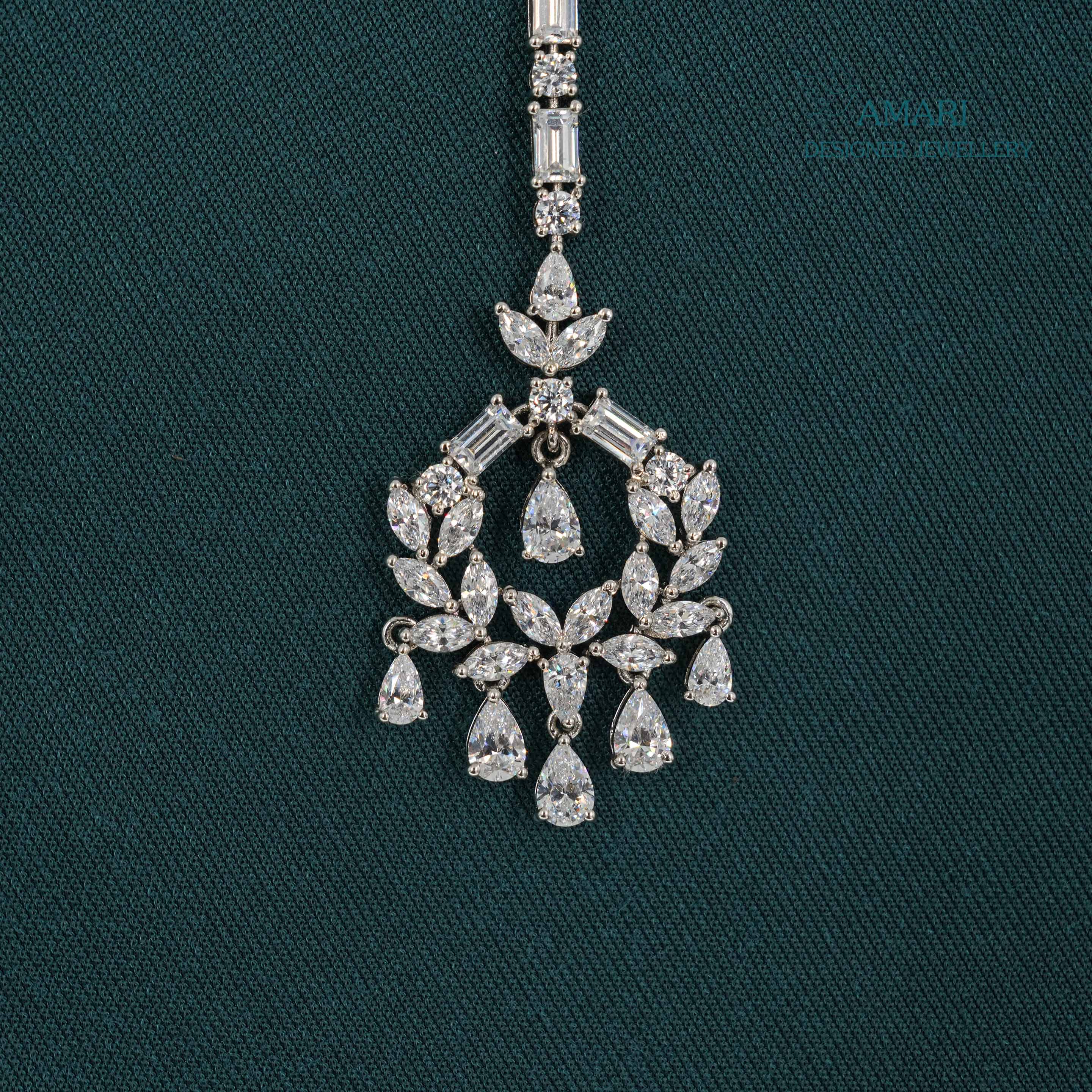 Classic Sterling With Drops Silver Maangtika -