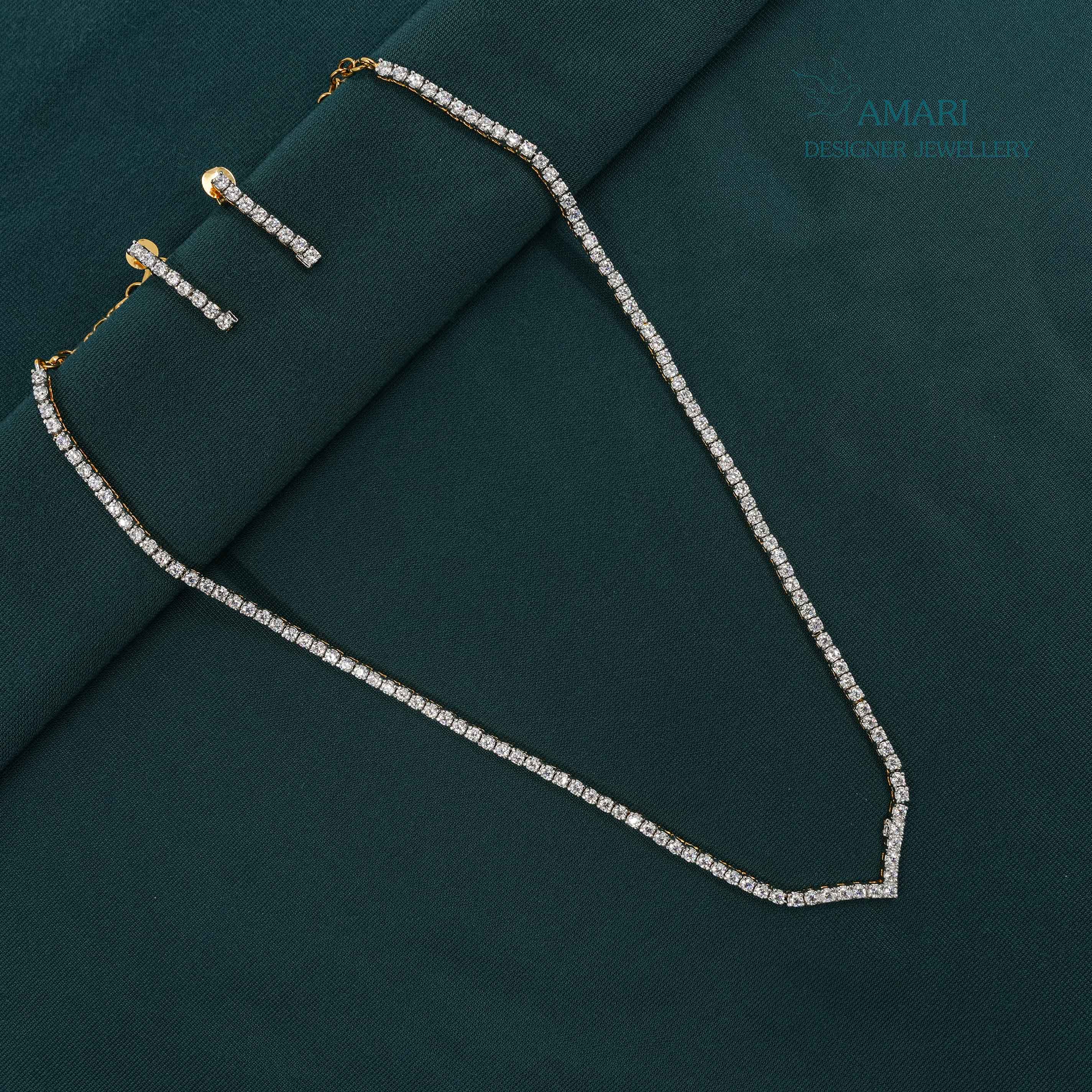 V shape Necklace with solitaire