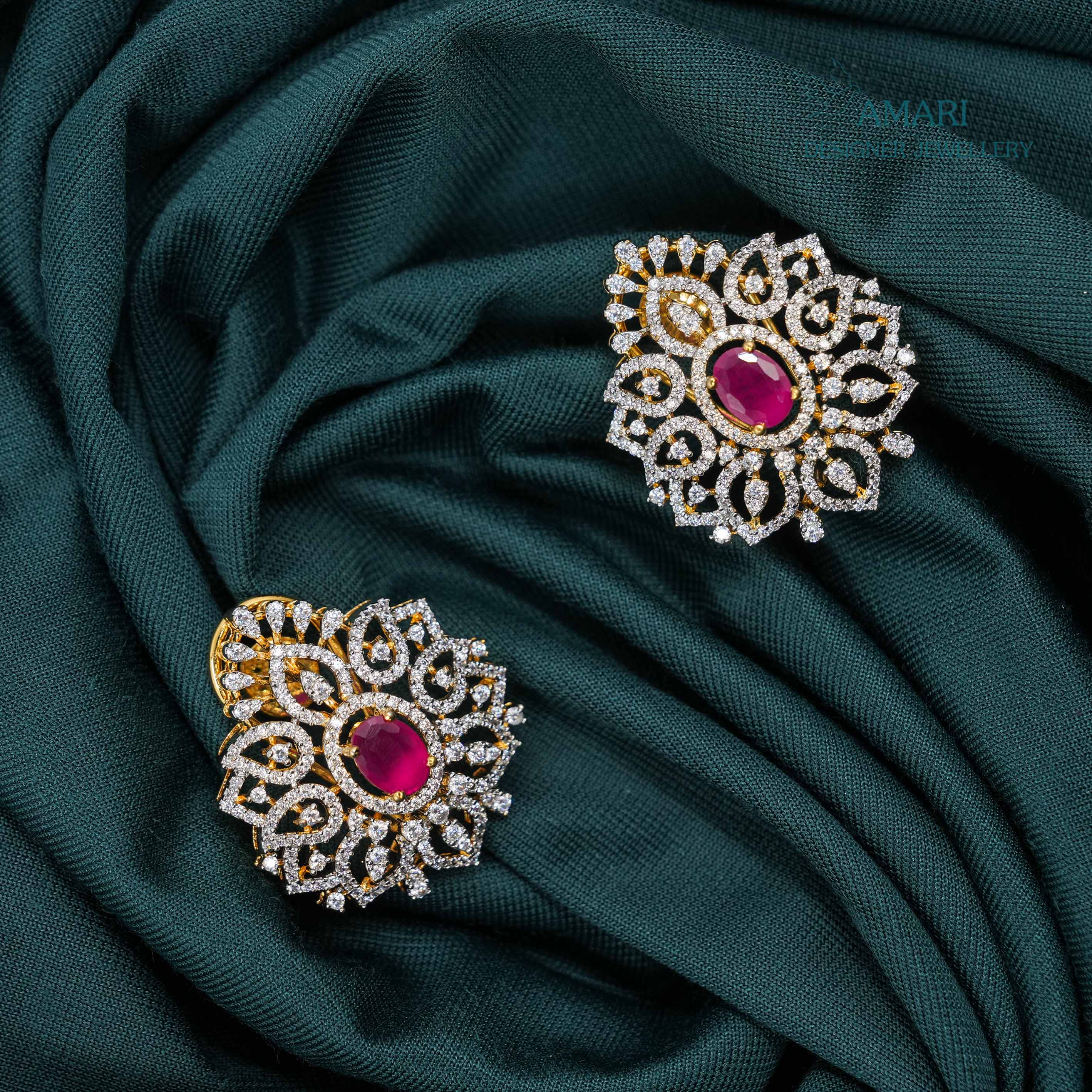 Dazzling Bloom With Color Stone Pendant Set - Pendant