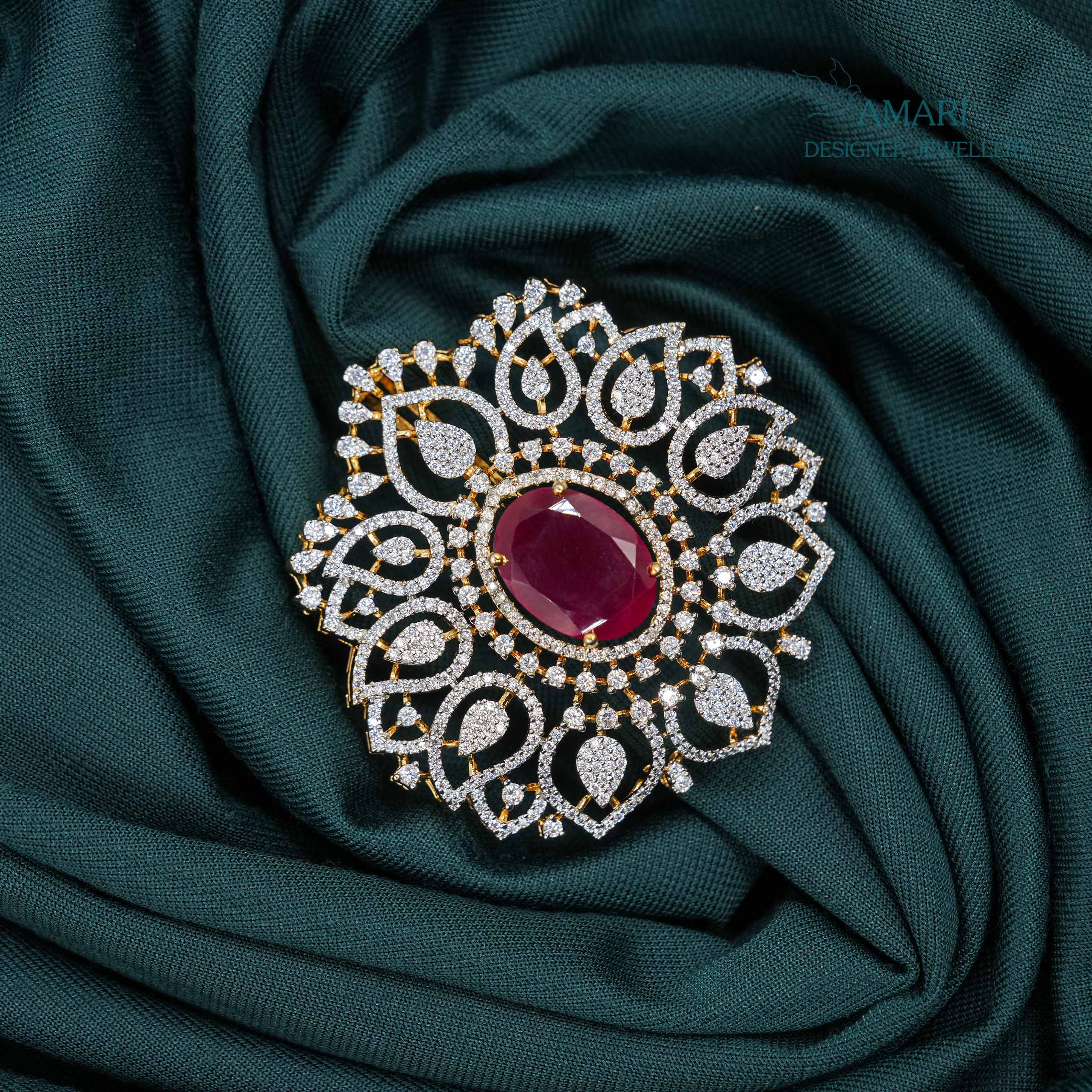 Dazzling Bloom With Color Stone Pendant Set - Pendant