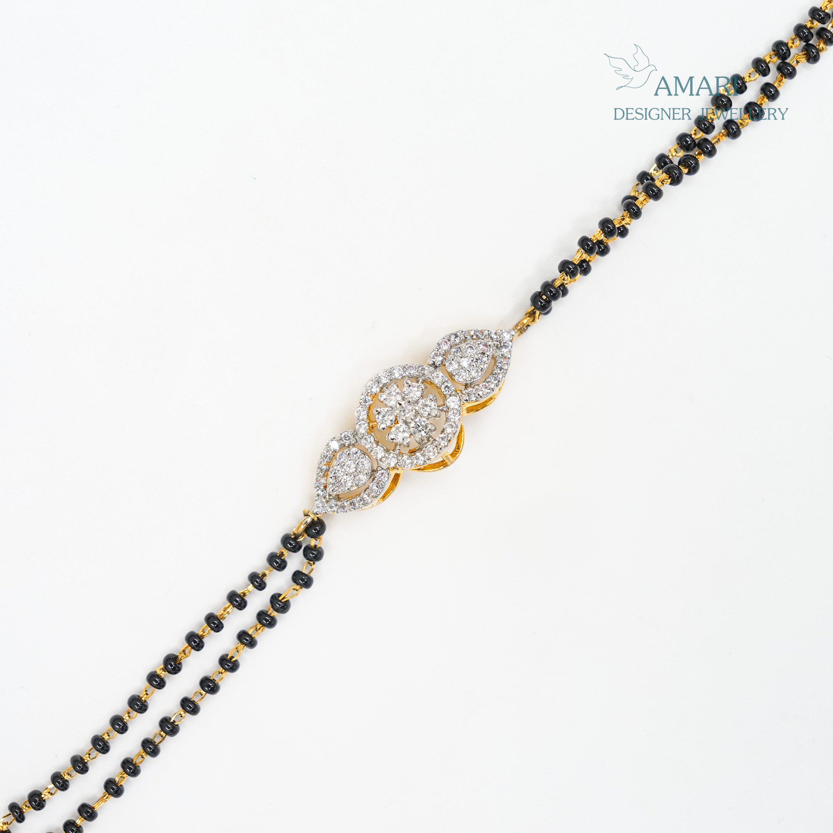 Simple SIlver Flower Hand Mangal Sutra Bracelet