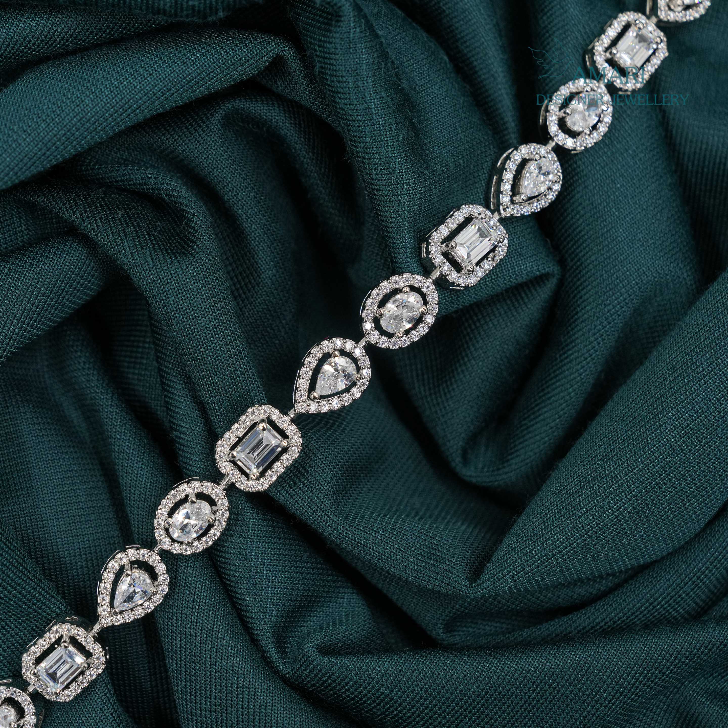 Rhodium Plated chic Classy Silver Tennis Bracelet