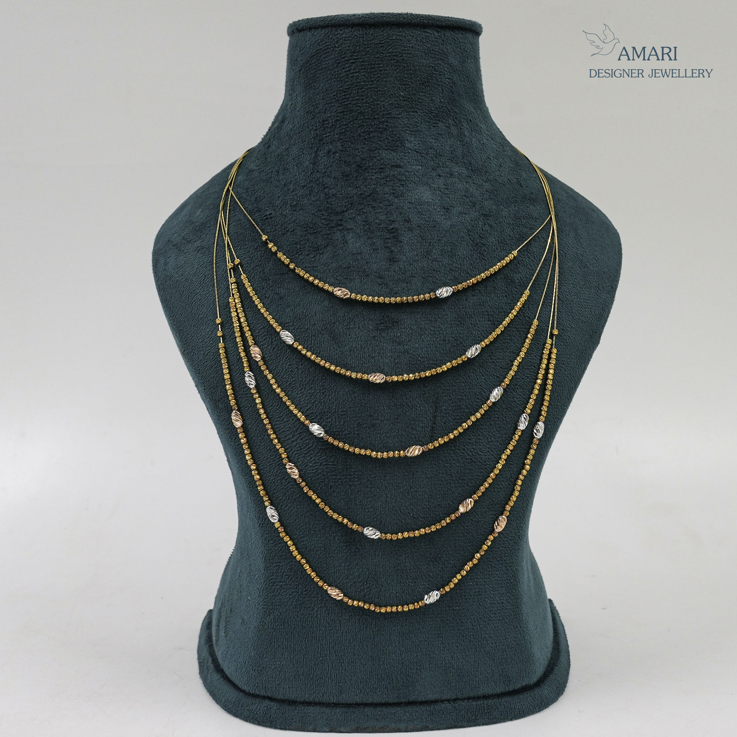 Layered Gold & Silver Chain Set with Bead Detailing -