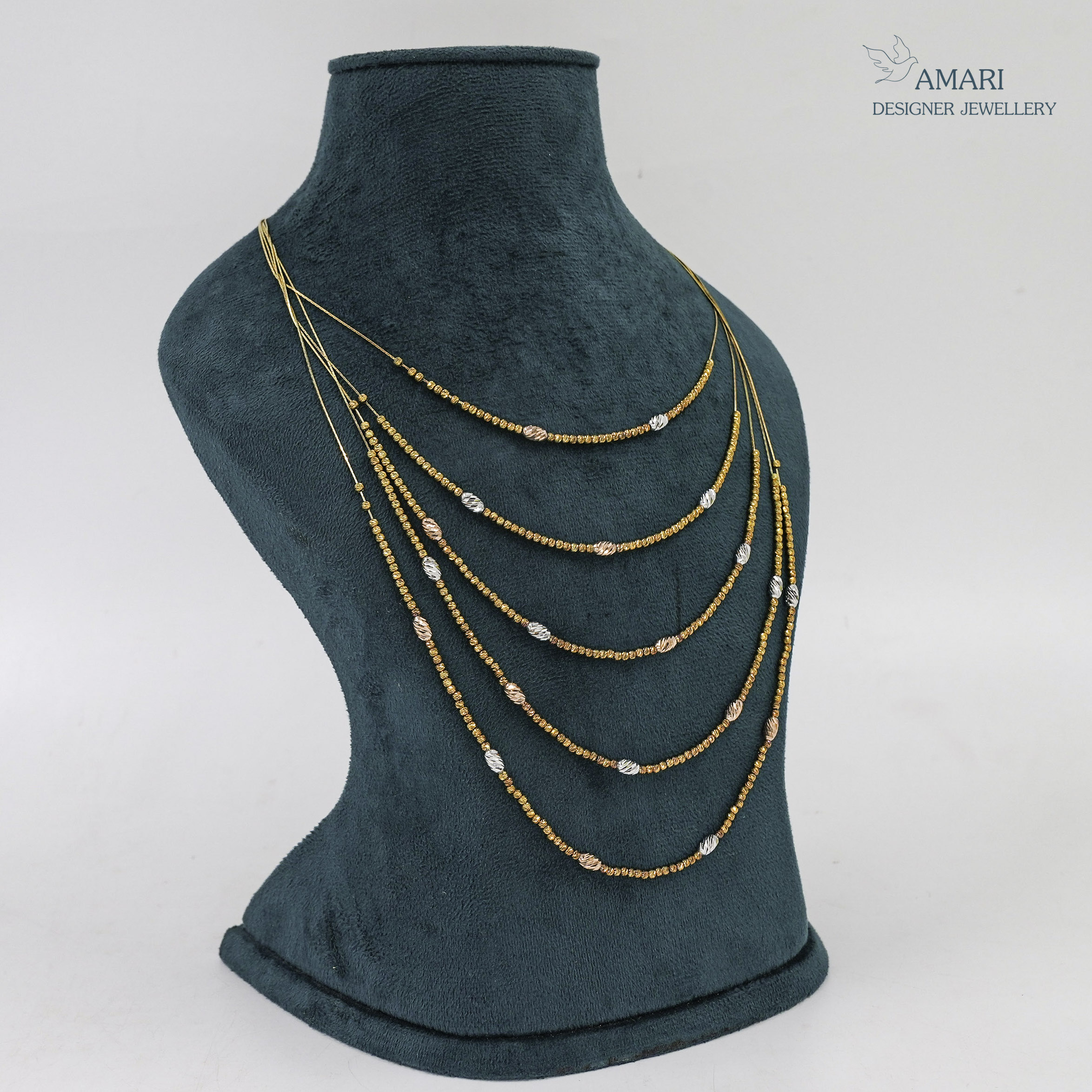 Layered Gold & Silver Chain Set with Bead Detailing -
