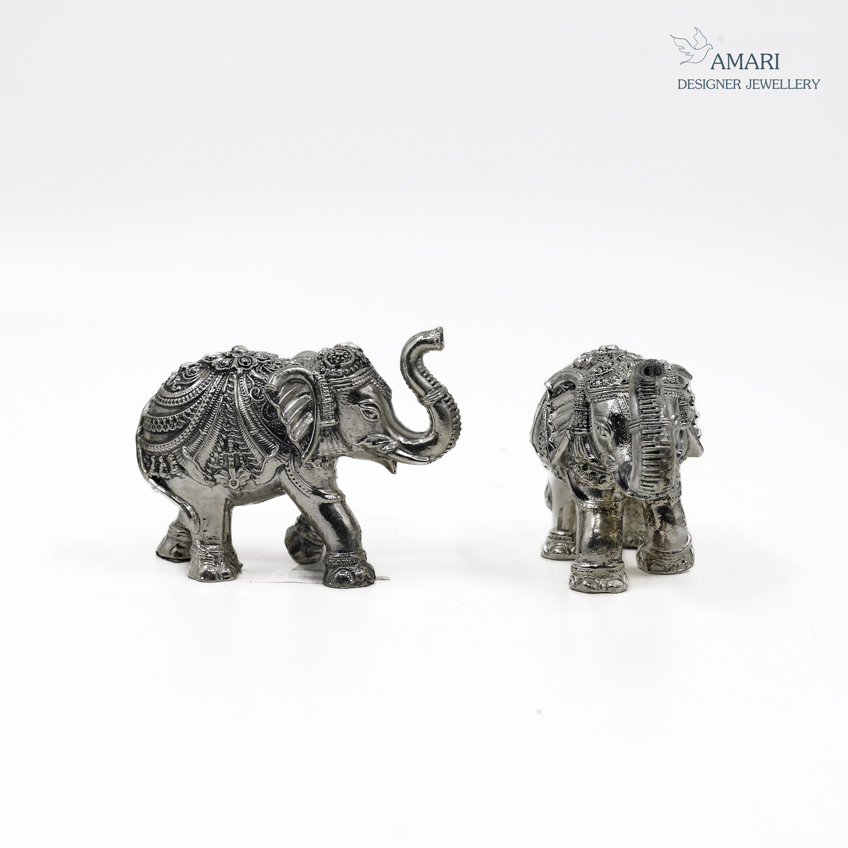 Ornate Silver Elephants -