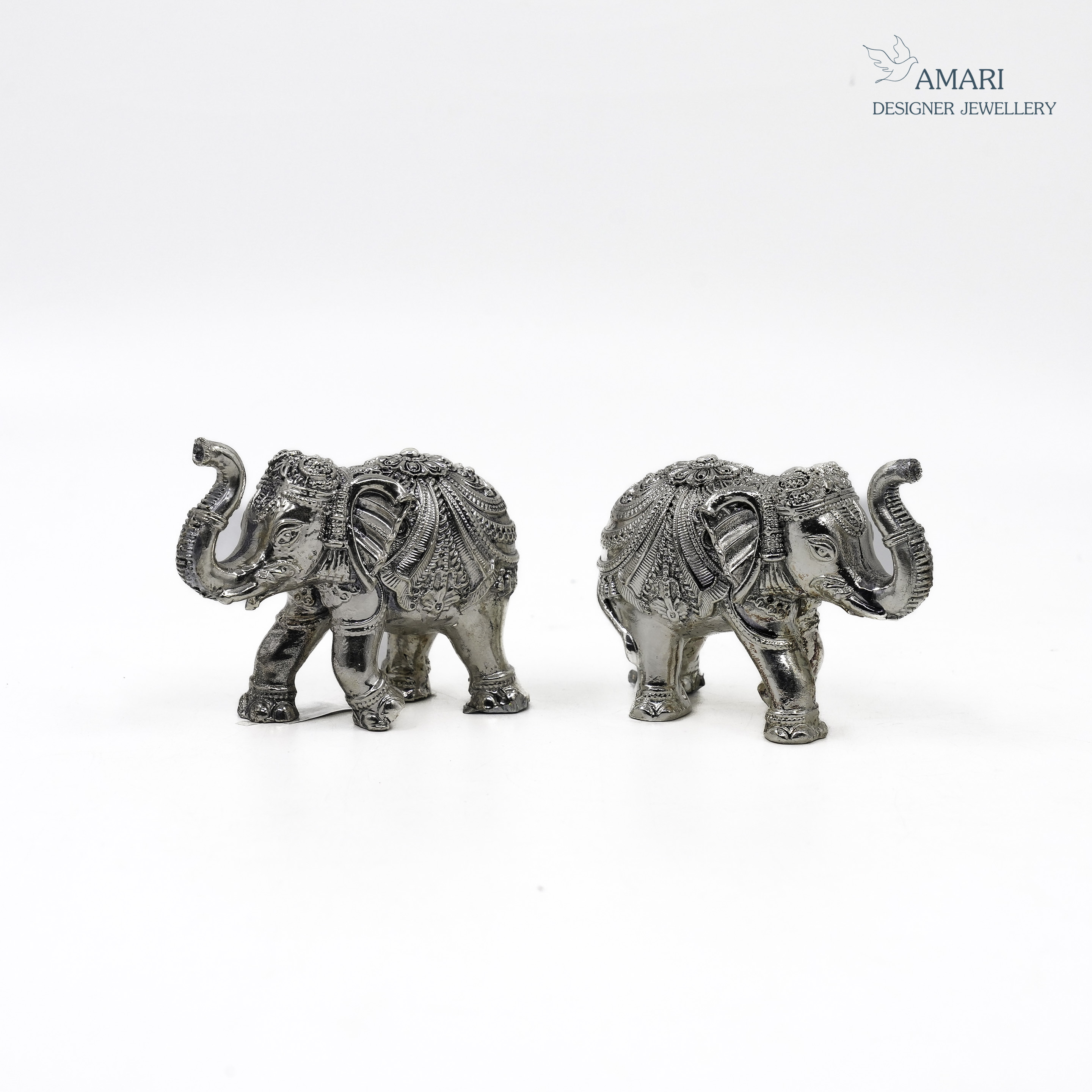 Ornate Silver Elephants -