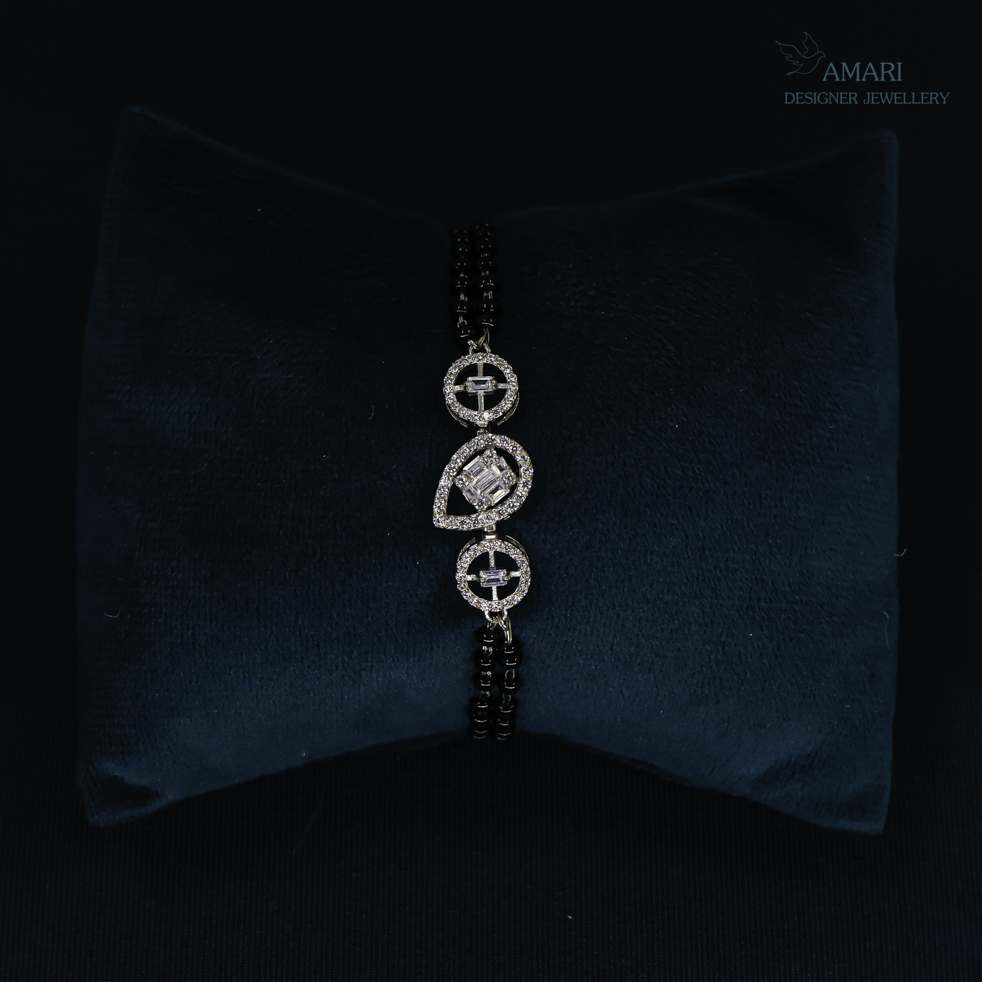 Elegant And Versatile Silver Hand Mangal Sutra Bracelet -