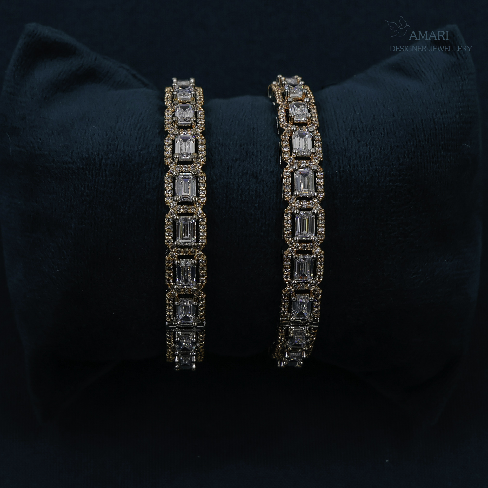 Elegant Square Design Silver Bangles -