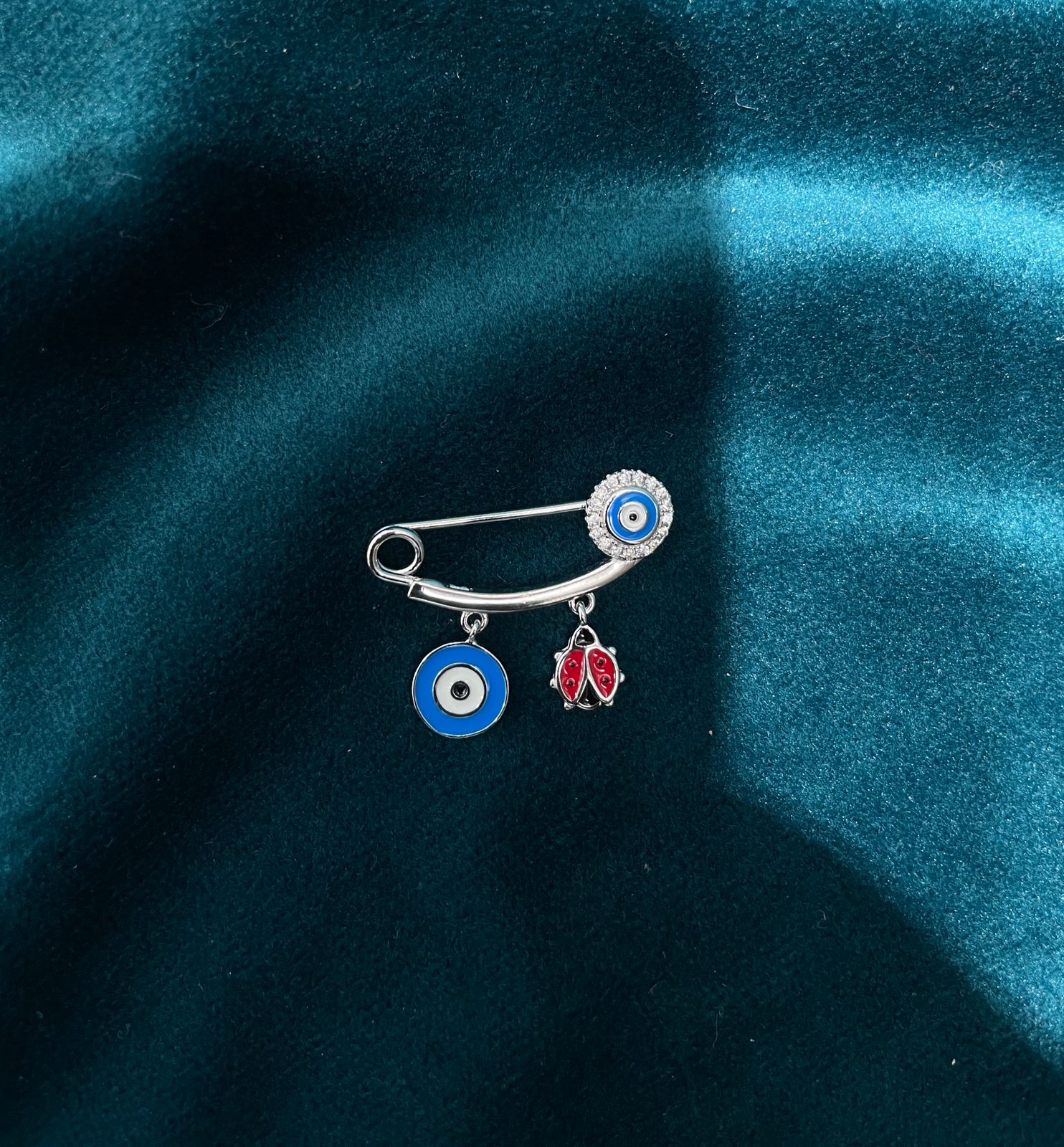 Evil Eye With Charm Baby Brooch