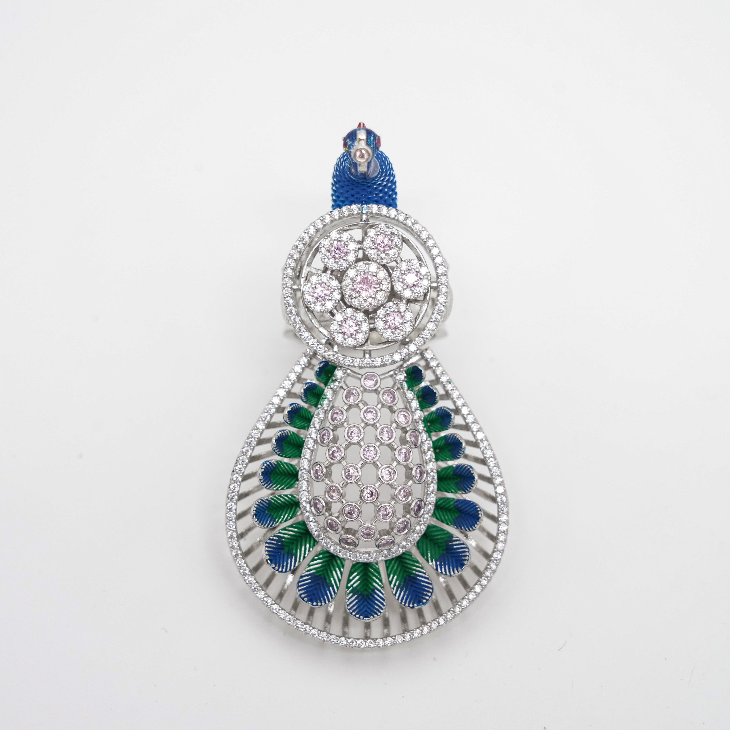 Arham Silver Palace - Silver Peacock Designer Ring